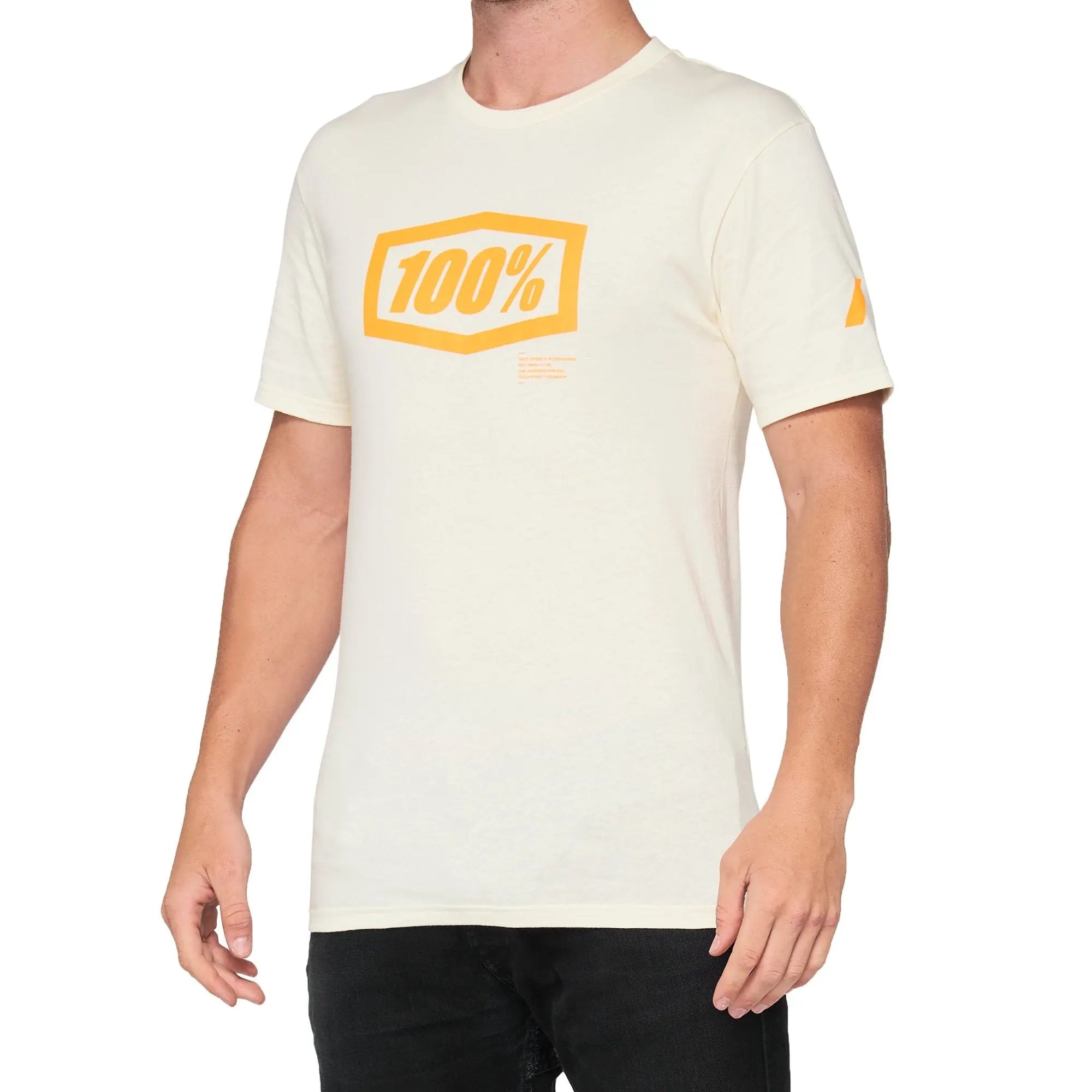 100% Essential T-Shirt Chalk / Orange - FREE UK Shipping, FREE 365 Day Returns | Moto Central