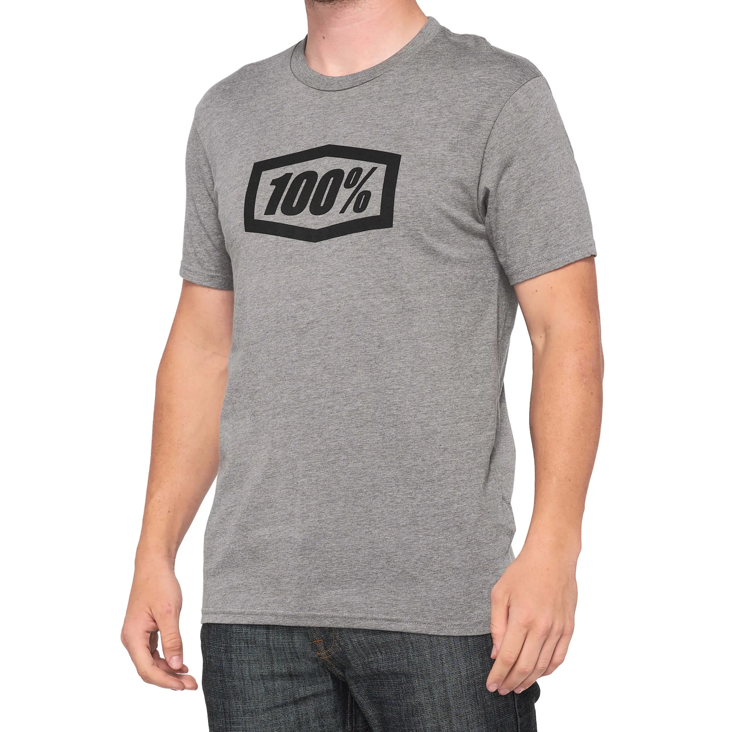 100% Essential T-Shirt Heather Grey - FREE UK Shipping, FREE 365 Day Returns | Moto Central