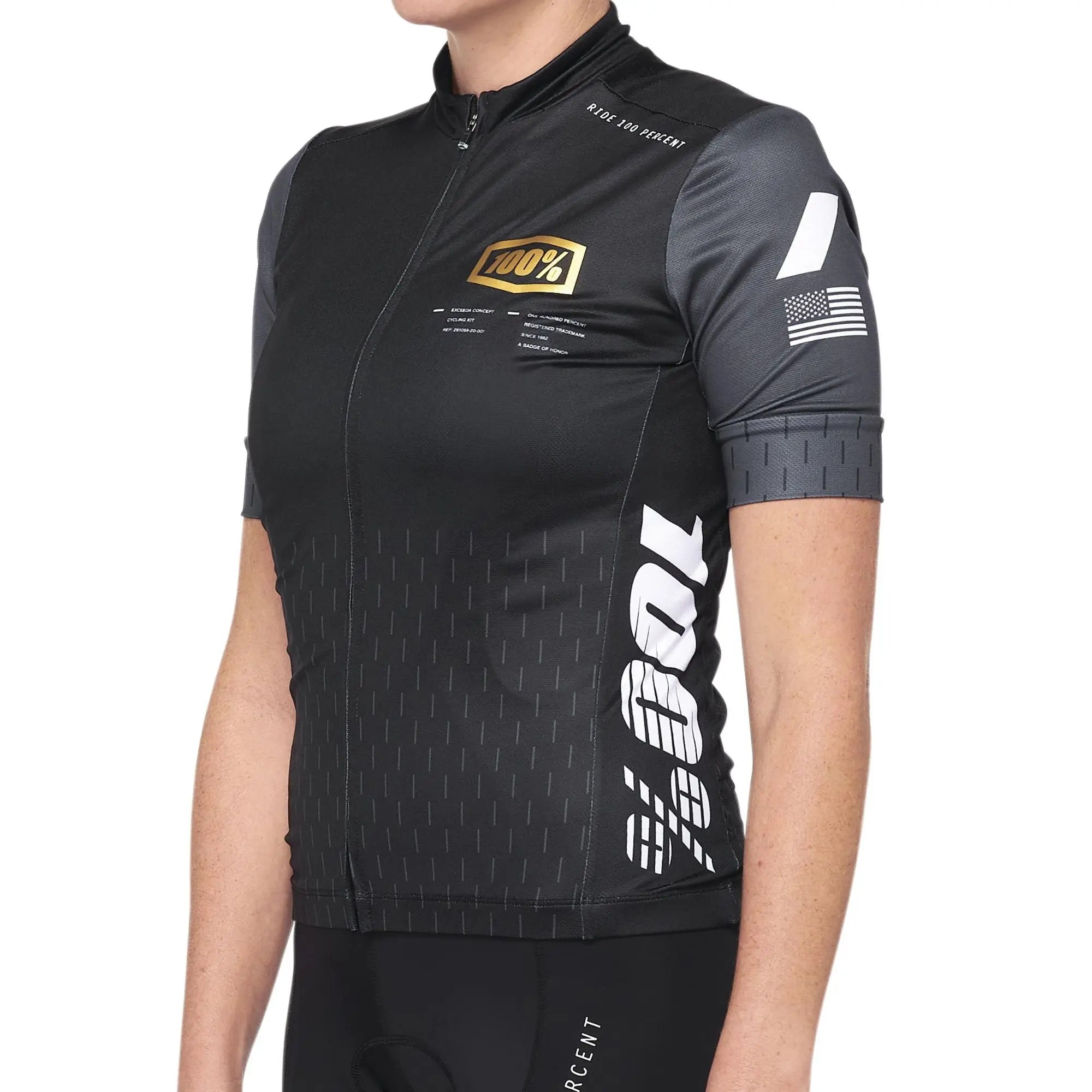 100% Exceeda Ladies Jersey Black / Charcoal - FREE UK Shipping, FREE 365 Day Returns | Moto Central