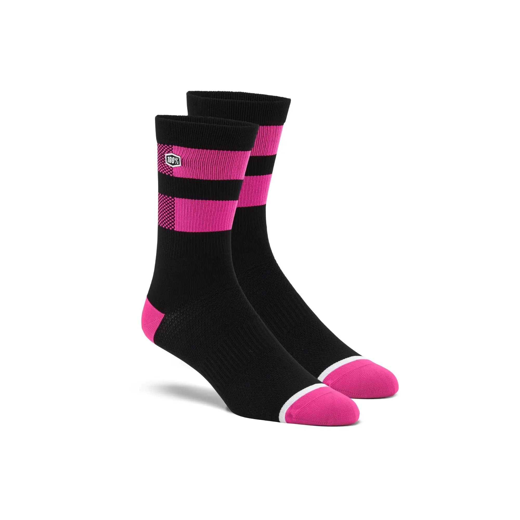 100% Flow Performance Socks Black / Fluo Pink - FREE UK Shipping, FREE 365 Day Returns | Moto Central