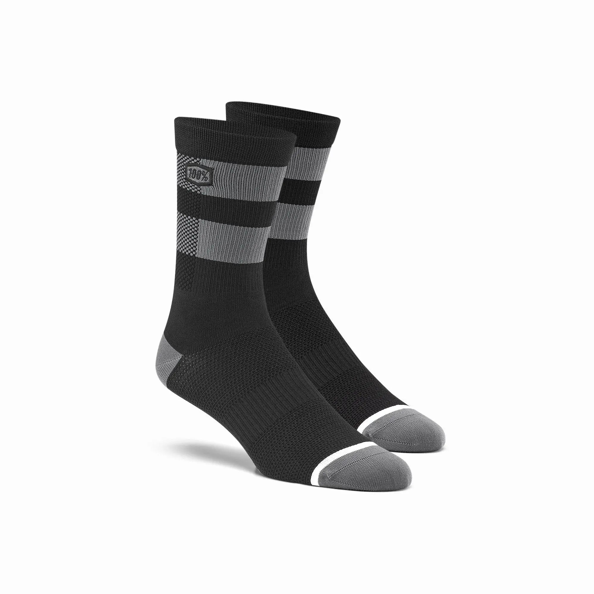 100% Flow Performance Socks Black / Grey - FREE UK Shipping, FREE 365 Day Returns | Moto Central