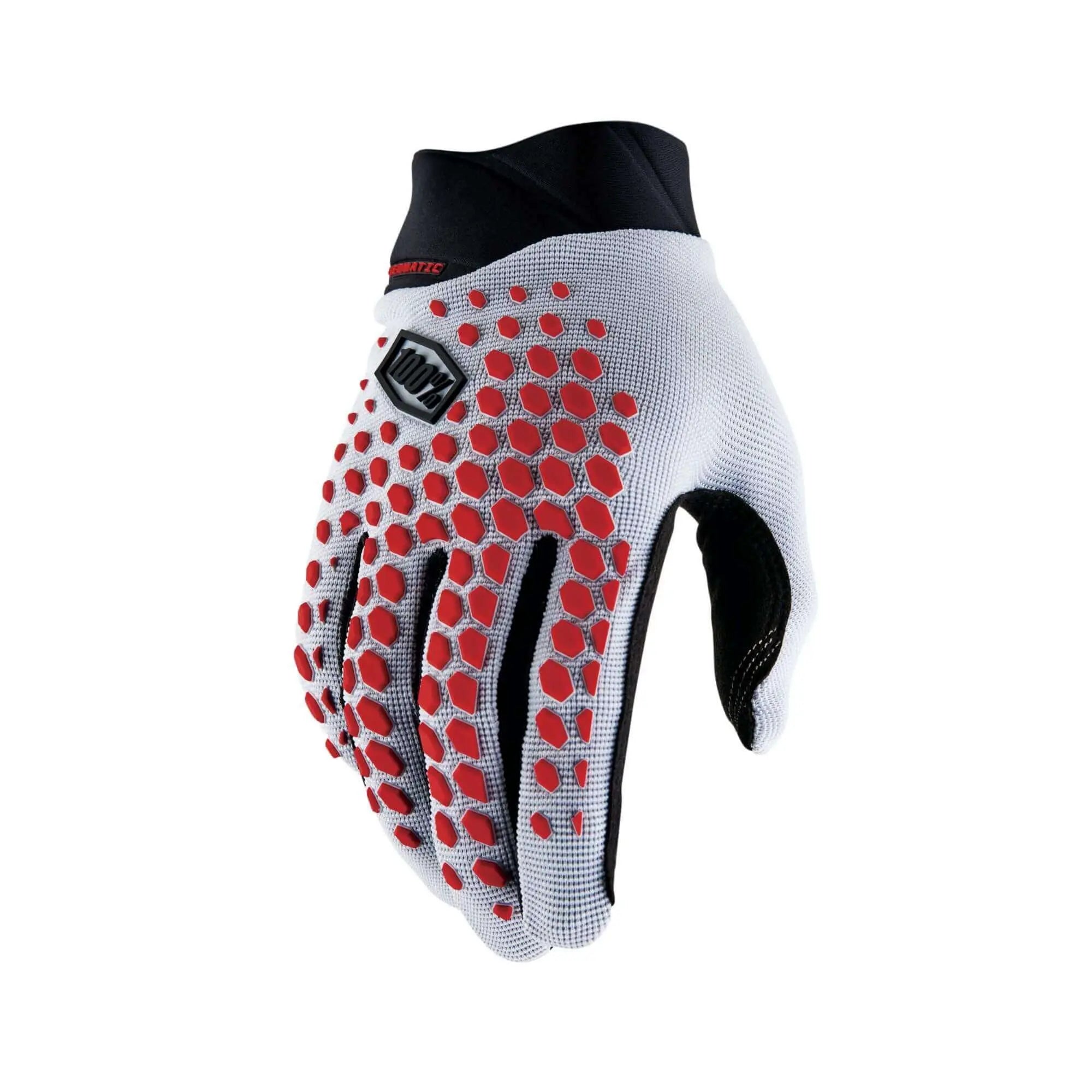 100% Geomatic Gloves Grey / Racer Red - FREE UK Shipping, FREE 365 Day Returns | Moto Central