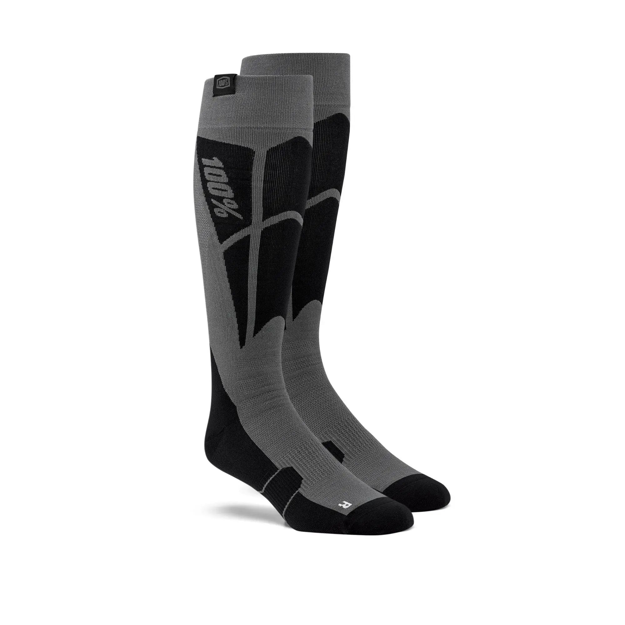 100% Hi Side Performance Moto Socks Black / Steel Grey - FREE UK Shipping, FREE 365 Day Returns | Moto Central