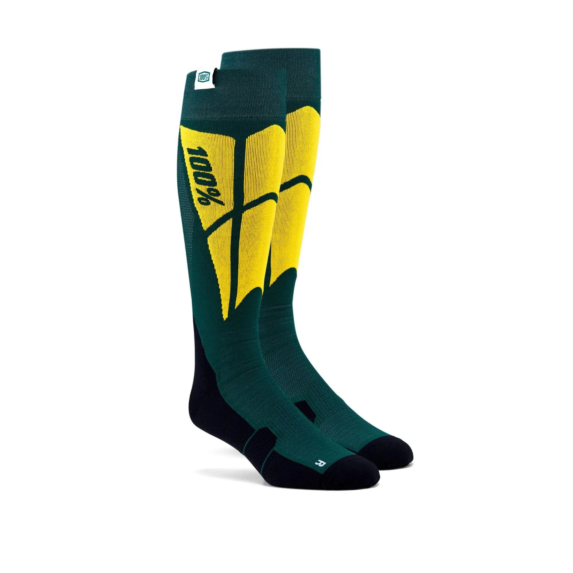 100% Hi Side Performance Moto Socks Green - FREE UK Shipping, FREE 365 Day Returns | Moto Central