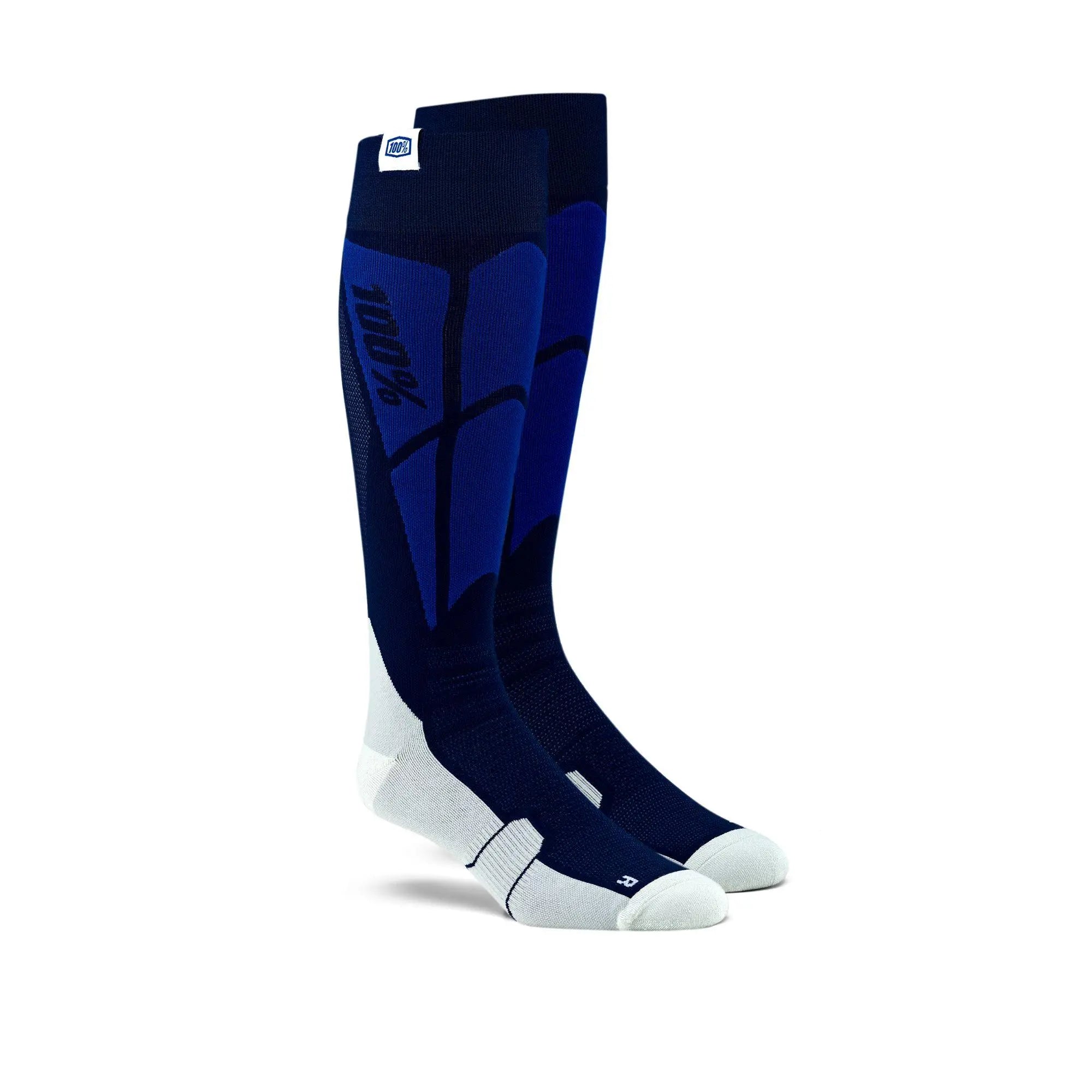 100% Hi Side Performance Moto Socks Navy / Grey - FREE UK Shipping, FREE 365 Day Returns | Moto Central