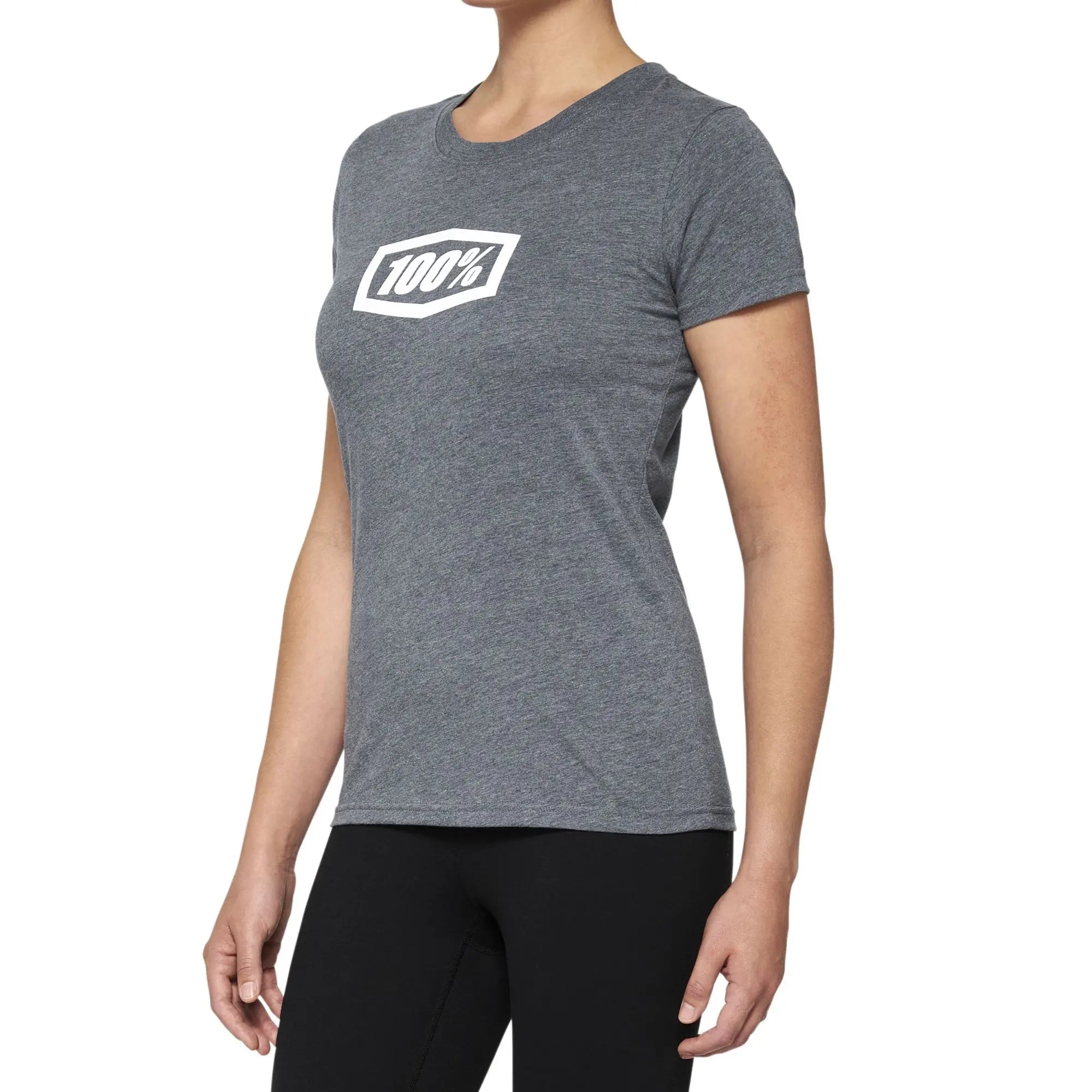 100% Icon Short Sleeves Ladies T-Shirt Heather Grey - FREE UK Shipping, FREE 365 Day Returns | Moto Central