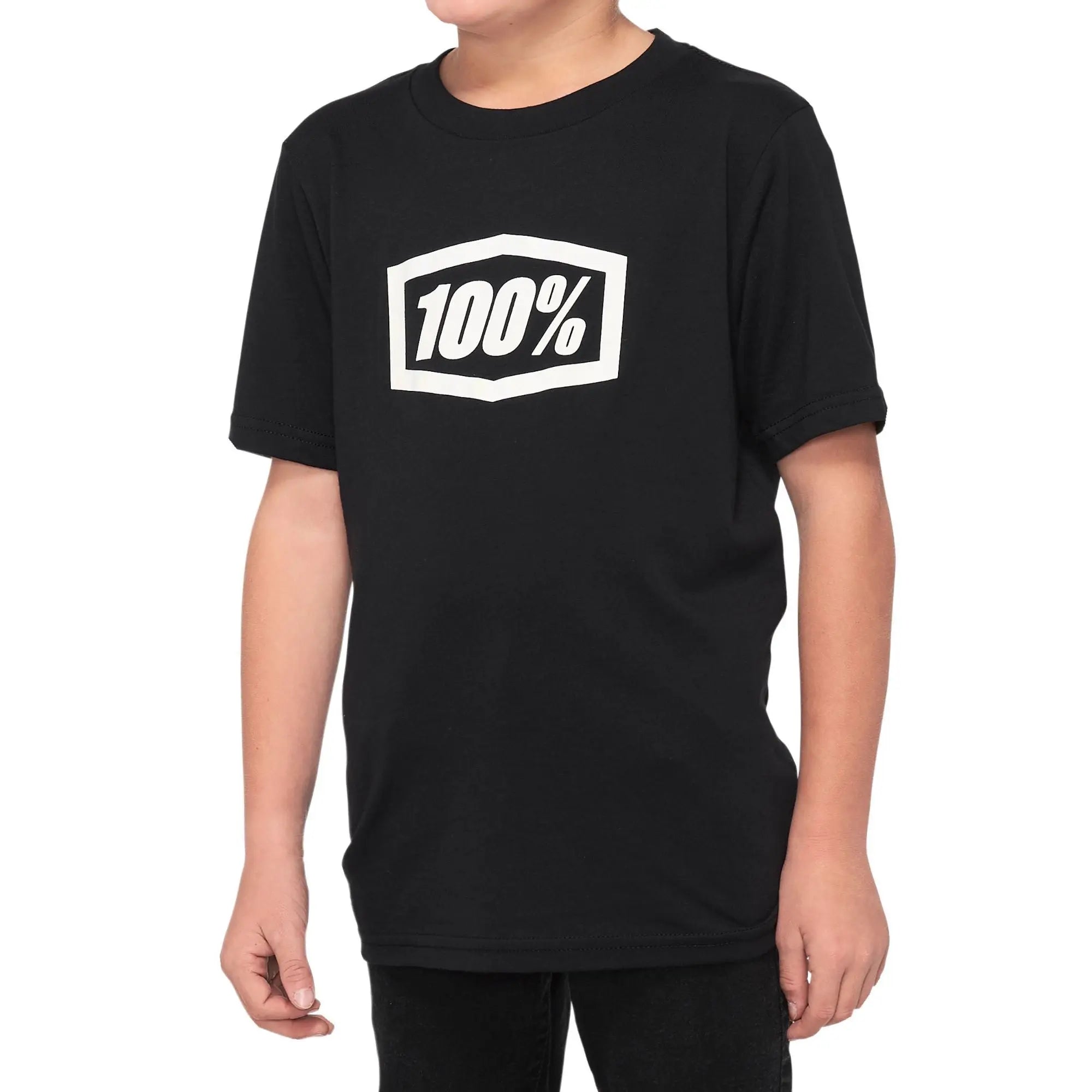 100% Icon Youth Short Sleeves Tee Black - FREE UK Shipping, FREE 365 Day Returns | Moto Central