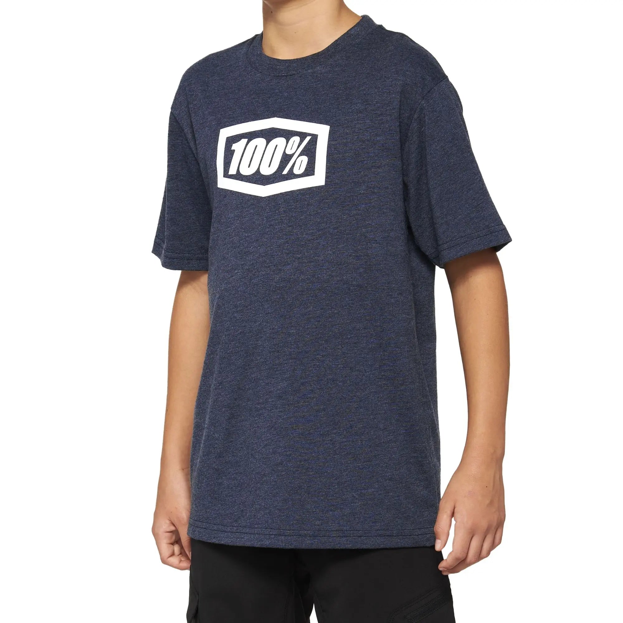 100% Icon Youth Short Sleeves Tee Navy - FREE UK Shipping, FREE 365 Day Returns | Moto Central