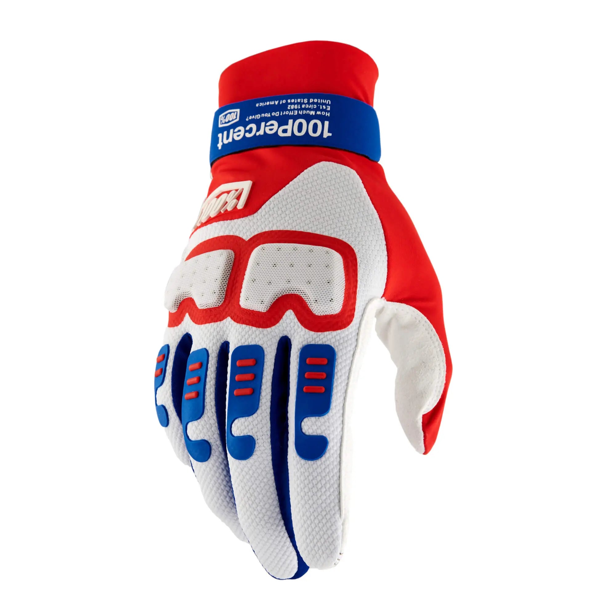 100% Langdale Gloves Red / White / Blue - FREE UK Shipping, FREE 365 Day Returns | Moto Central