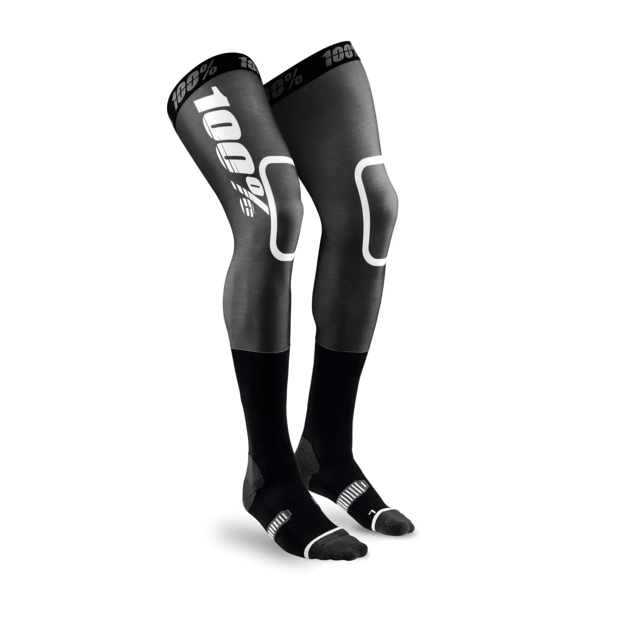 100% REV MX Knee Brace Socks Black / White - FREE UK Shipping, FREE 365 Day Returns | Moto Central