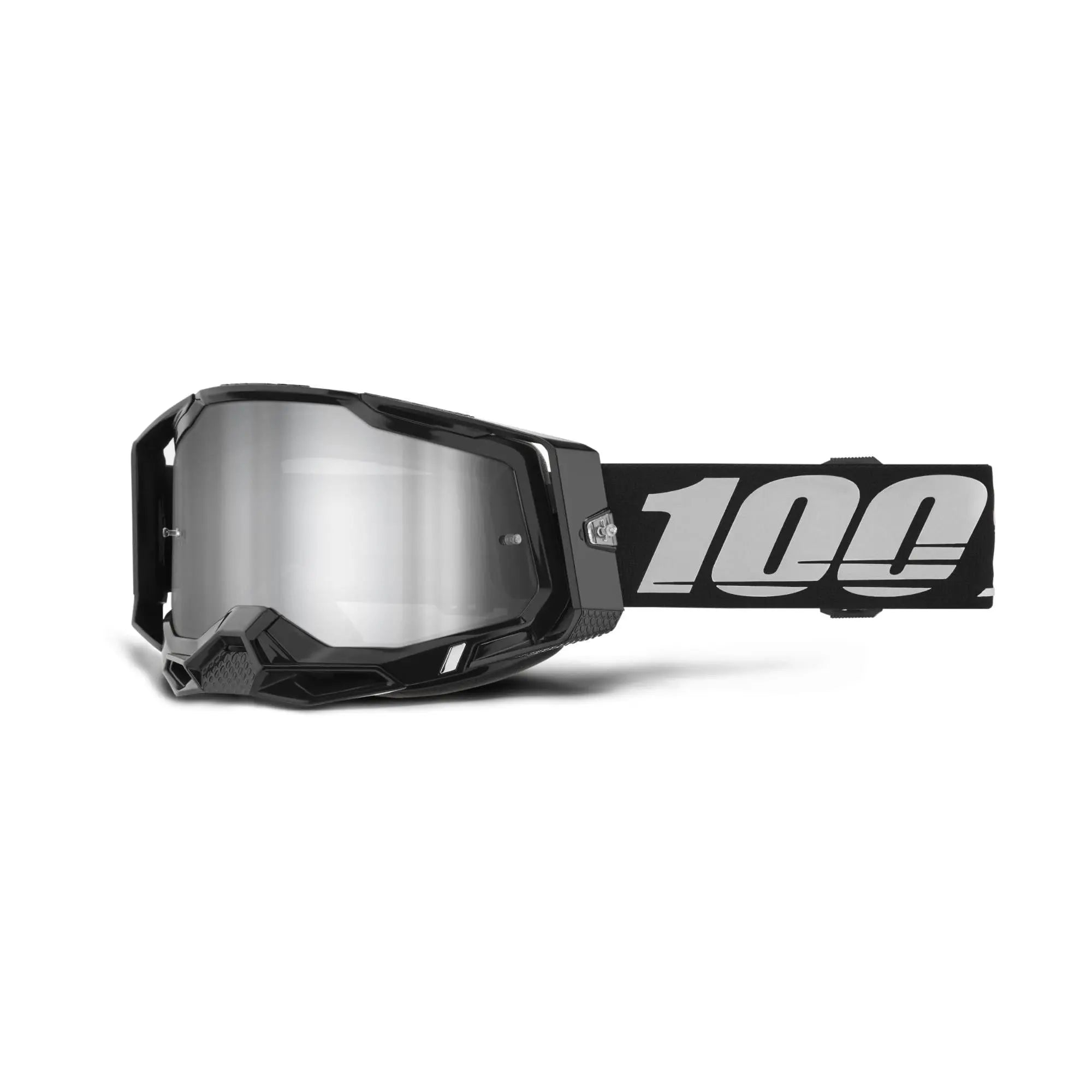 100% Racecraft 2 Goggles Black / Mirror Silver Lens - FREE UK Shipping, FREE 365 Day Returns | Moto Central