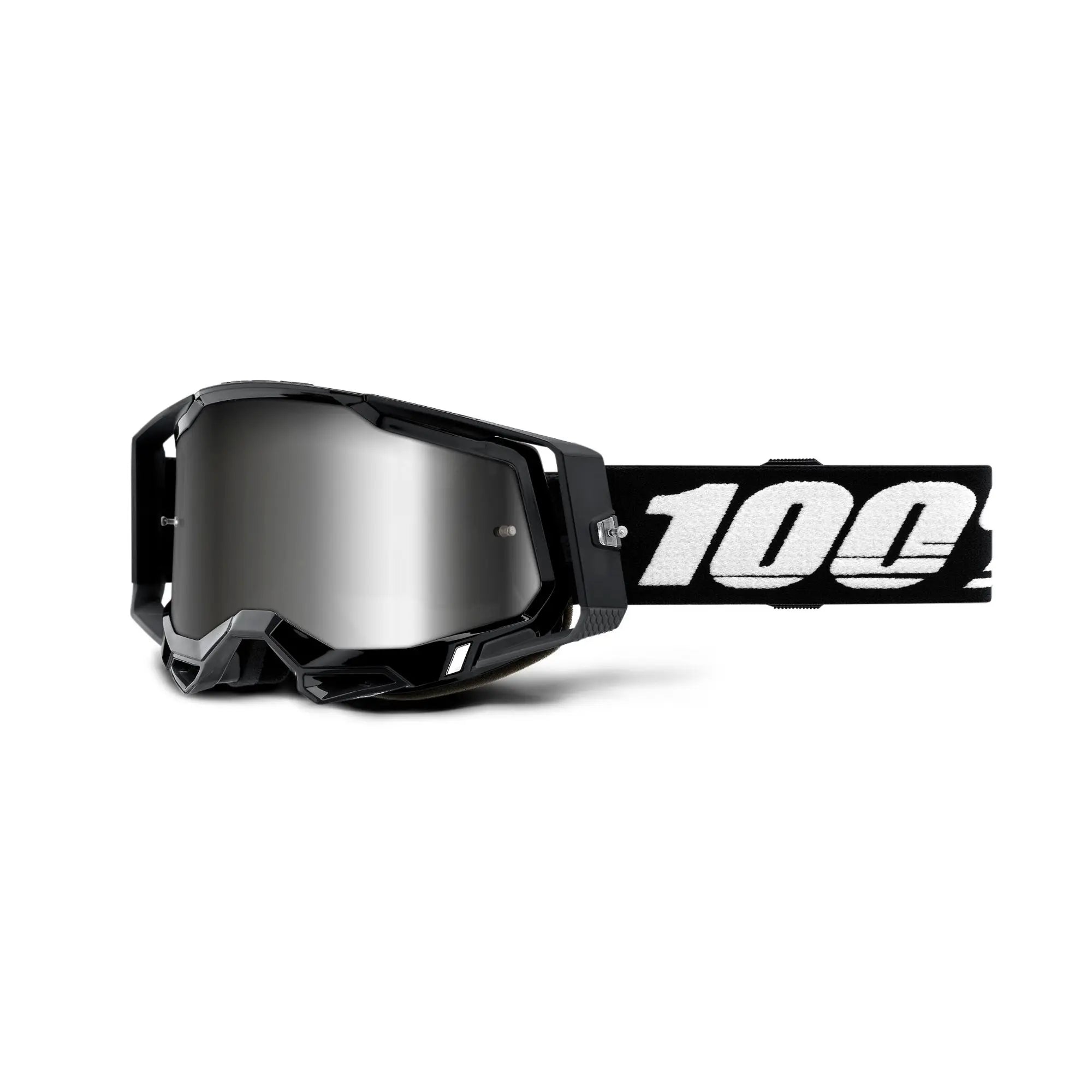 100% Racecraft 2 Goggles Black / Silver Mirror Lens - FREE UK Shipping, FREE 365 Day Returns | Moto Central