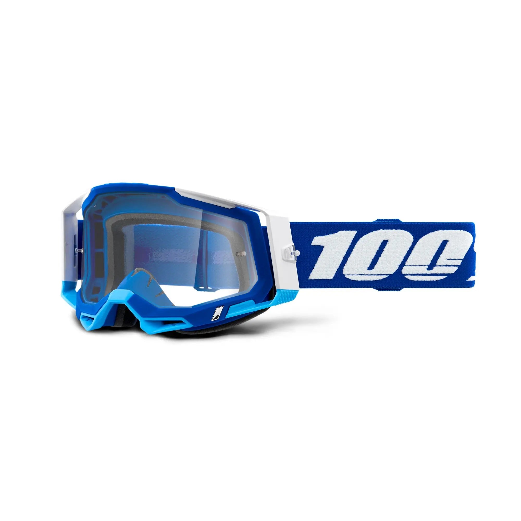 100% Racecraft 2 Goggles Blue / Clear Lens - FREE UK Shipping, FREE 365 Day Returns | Moto Central