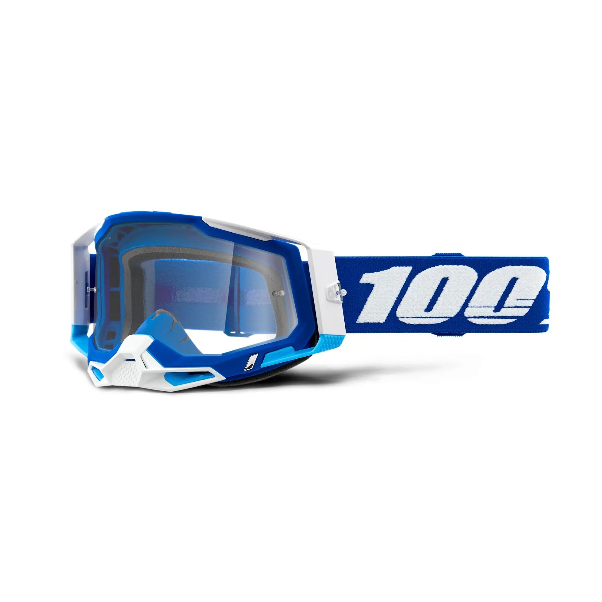 100% Racecraft 2 Goggles Blue / Clear Lens - FREE UK Shipping, FREE 365 Day Returns | Moto Central