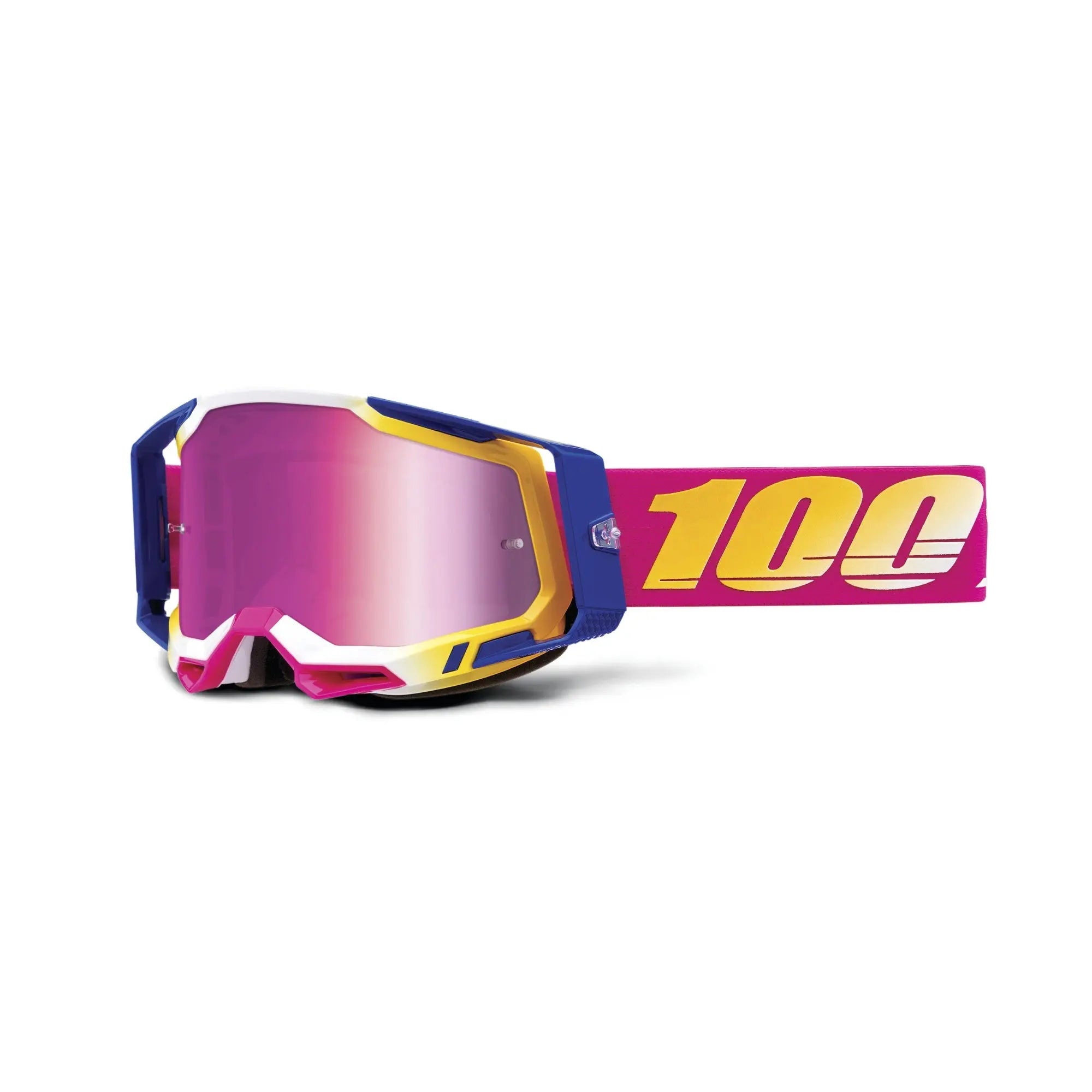 100% Racecraft 2 Goggles Mission / Mirror Pink Lens - FREE UK Shipping, FREE 365 Day Returns | Moto Central