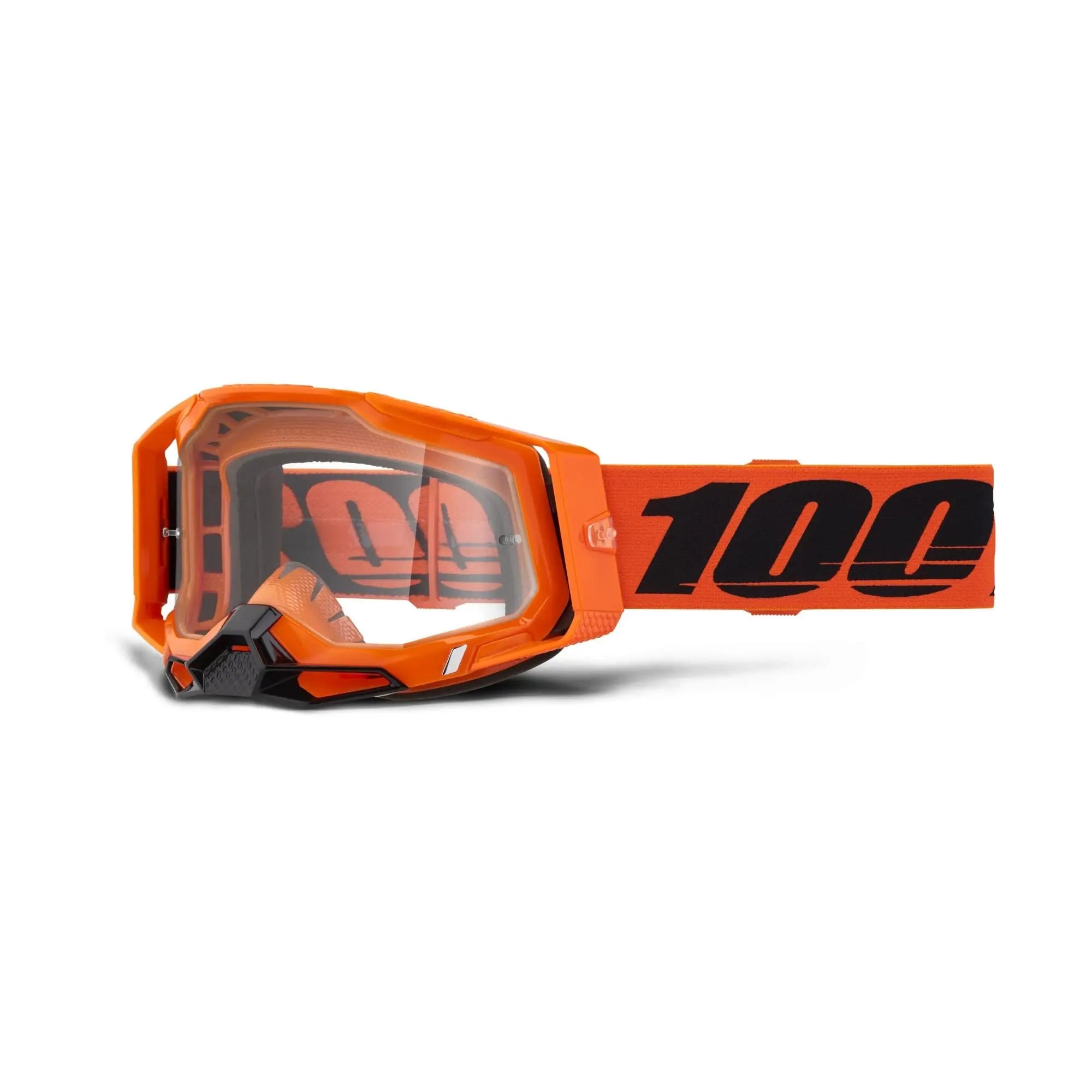 100% Racecraft 2 Goggles Neon Orange / Clear Lens - FREE UK Shipping, FREE 365 Day Returns | Moto Central