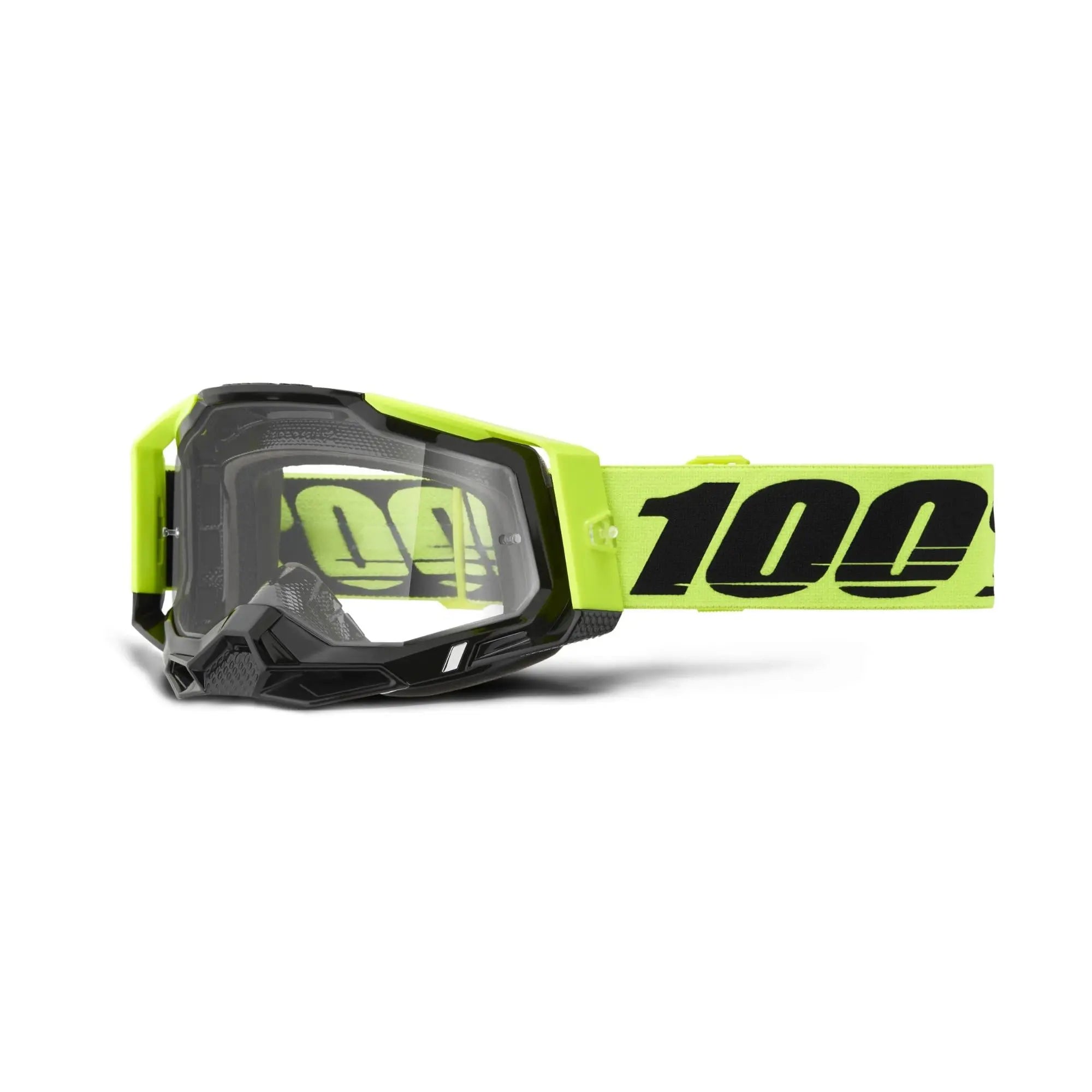 100% Racecraft 2 Goggles Neon Yellow / Clear Lens - FREE UK Shipping, FREE 365 Day Returns | Moto Central