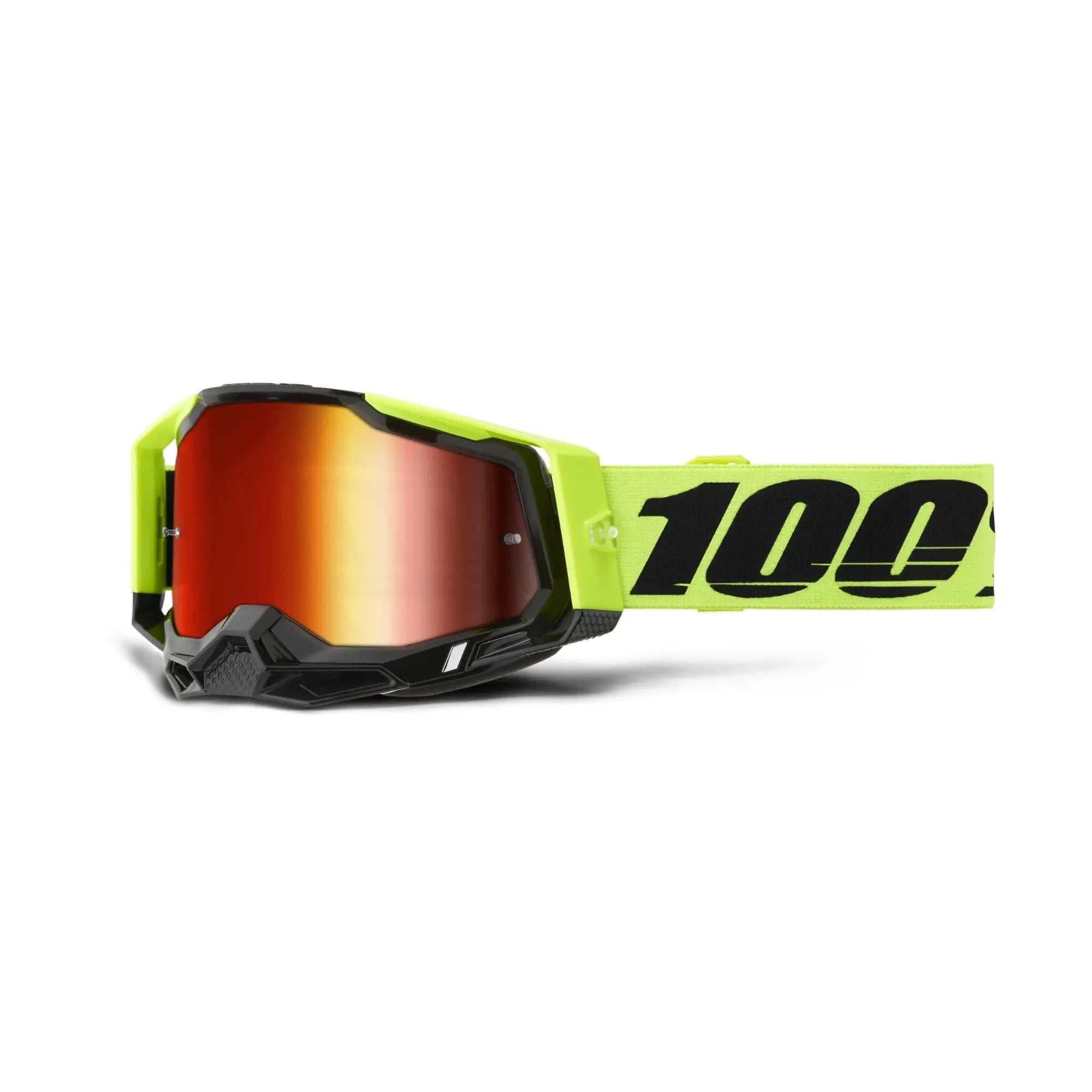 100% Racecraft 2 Goggles Neon Yellow / Mirror Red Lens - FREE UK Shipping, FREE 365 Day Returns | Moto Central