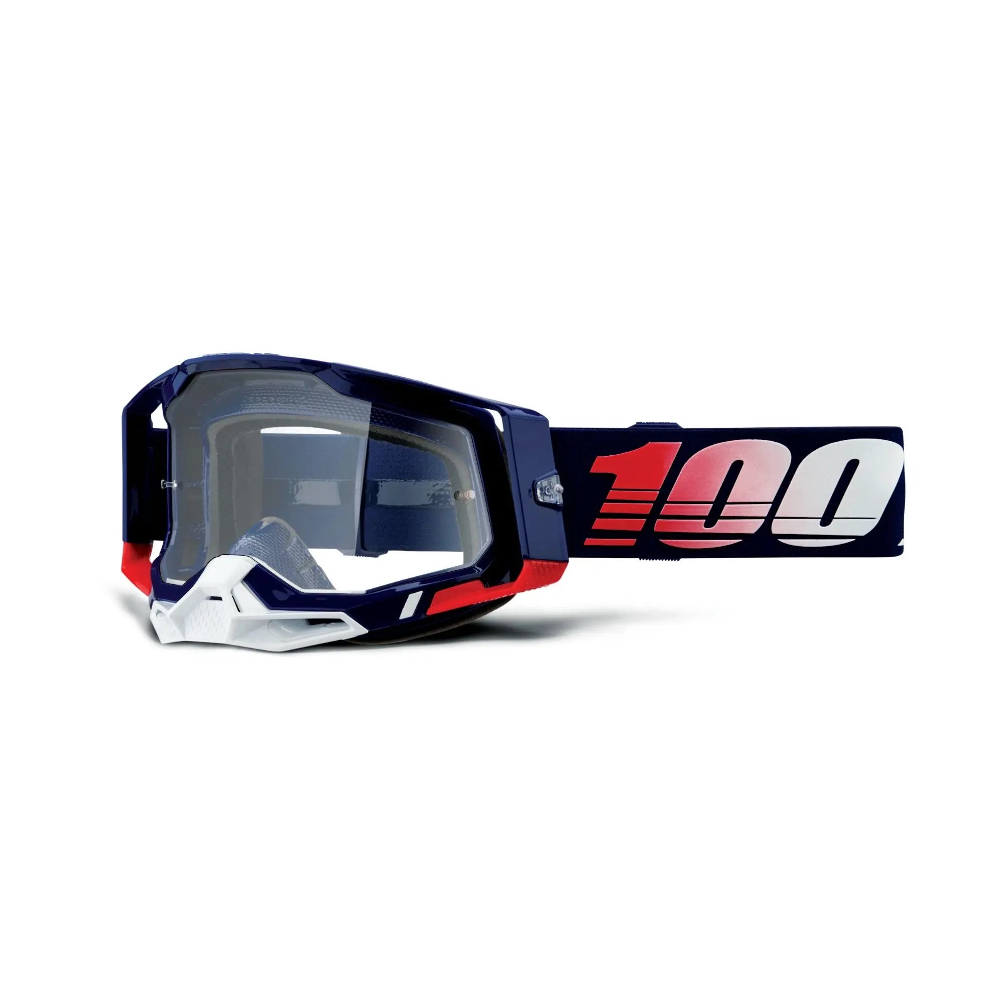 100% Racecraft 2 Goggles Republic / Clear Lens - FREE UK Shipping, FREE 365 Day Returns | Moto Central