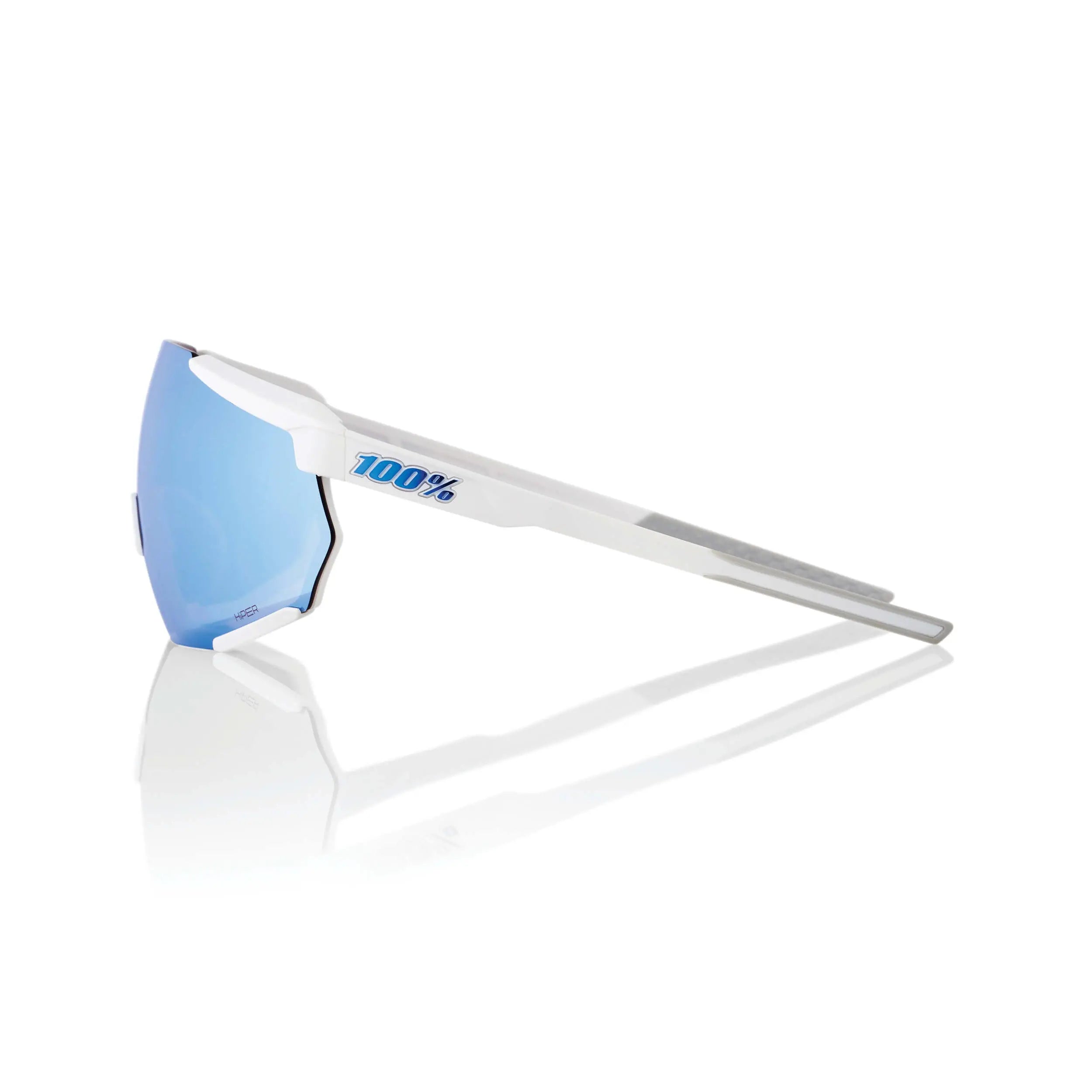 100% Racetrap 3.0 Glasses Matt White / HiPER Blue Multilayer Mirror Lens - FREE UK Shipping, FREE 365 Day Returns | Moto Central