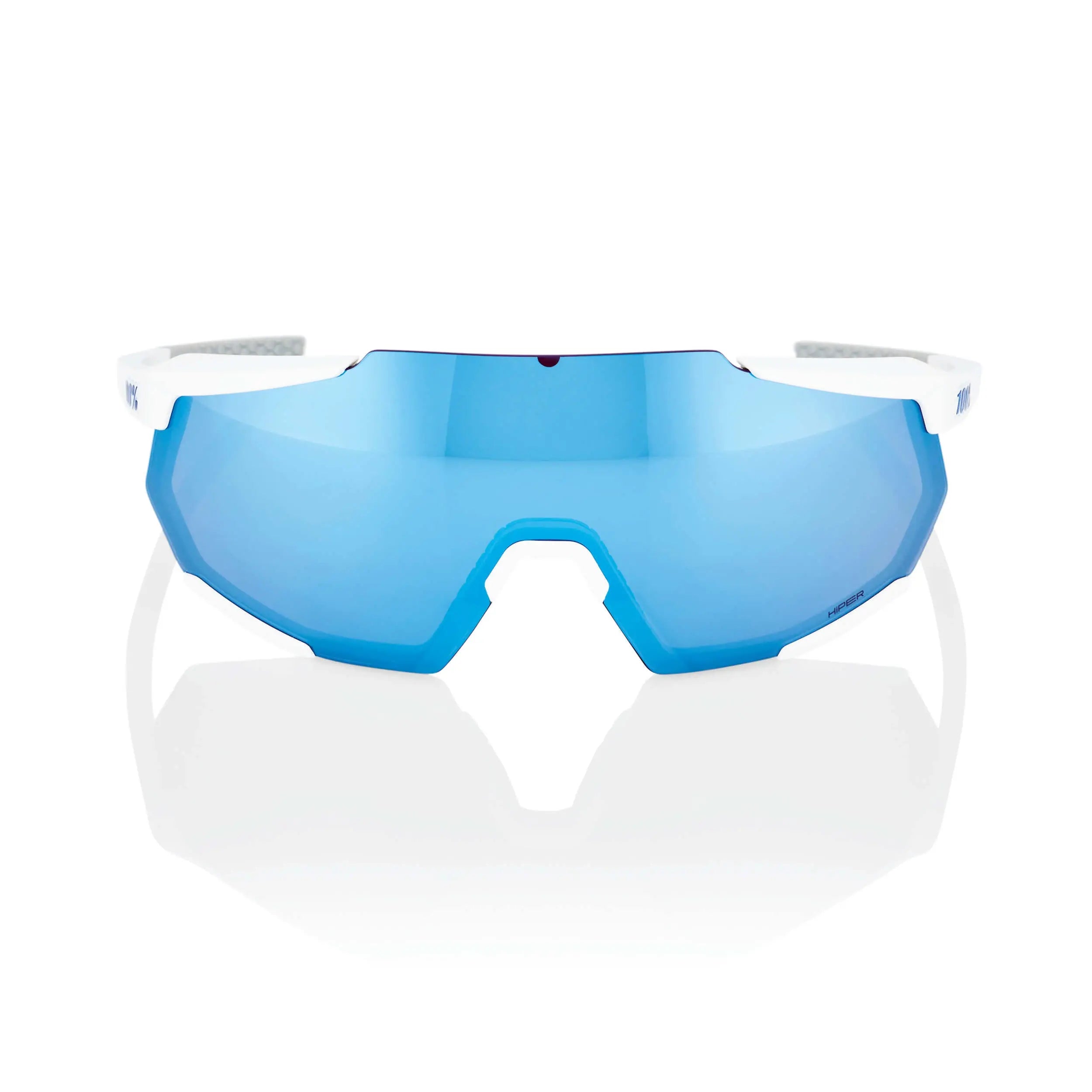 100% Racetrap 3.0 Glasses Matt White / HiPER Blue Multilayer Mirror Lens - FREE UK Shipping, FREE 365 Day Returns | Moto Central