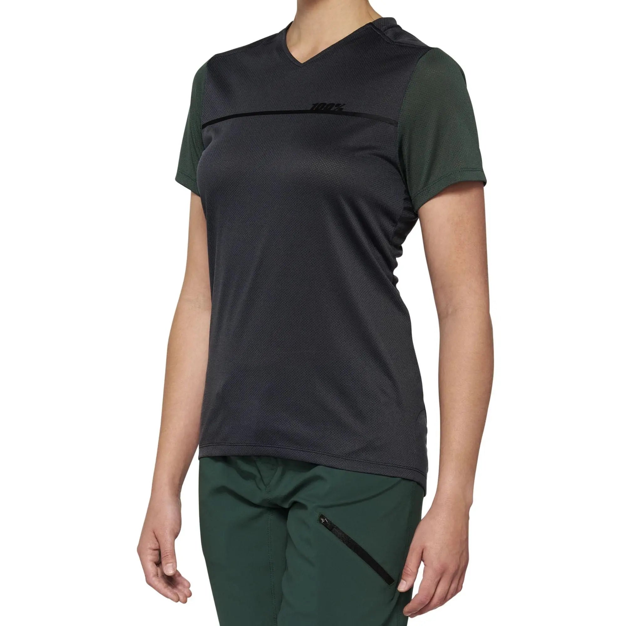 100% Ridecamp Ladies Jersey Charcoal / Forest Green - FREE UK Shipping, FREE 365 Day Returns | Moto Central