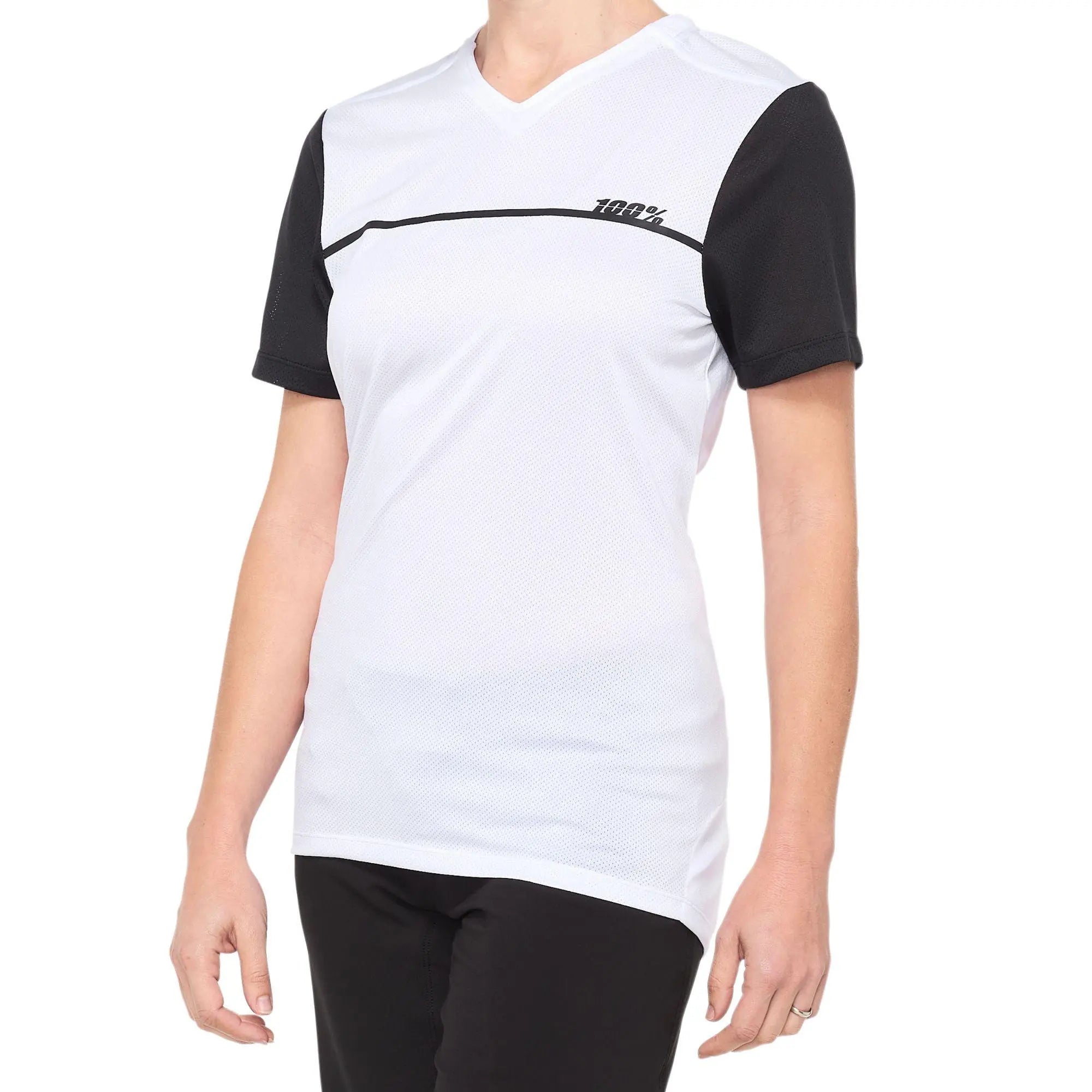 100% Ridecamp Ladies Jersey White / Black - FREE UK Shipping, FREE 365 Day Returns | Moto Central