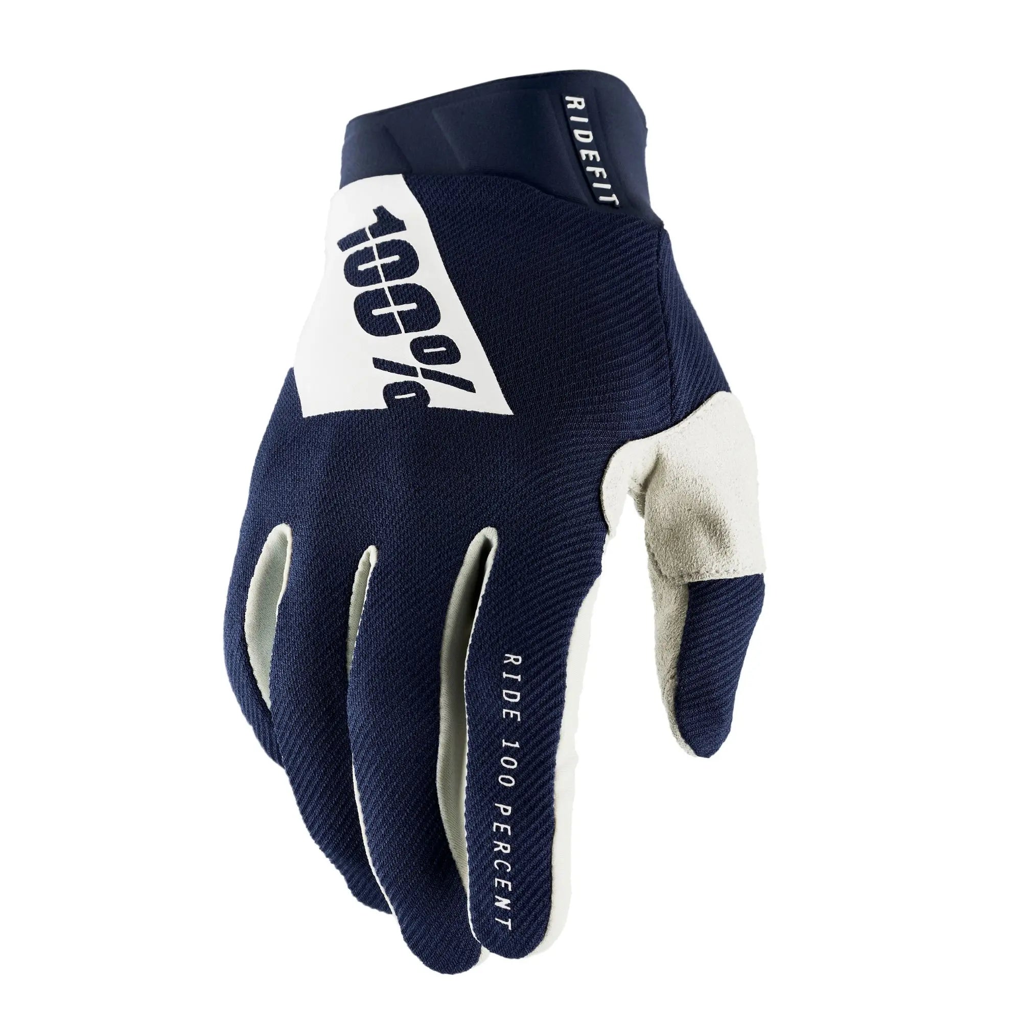 100% Ridefit Gloves Navy / White - FREE UK Shipping, FREE 365 Day Returns | Moto Central