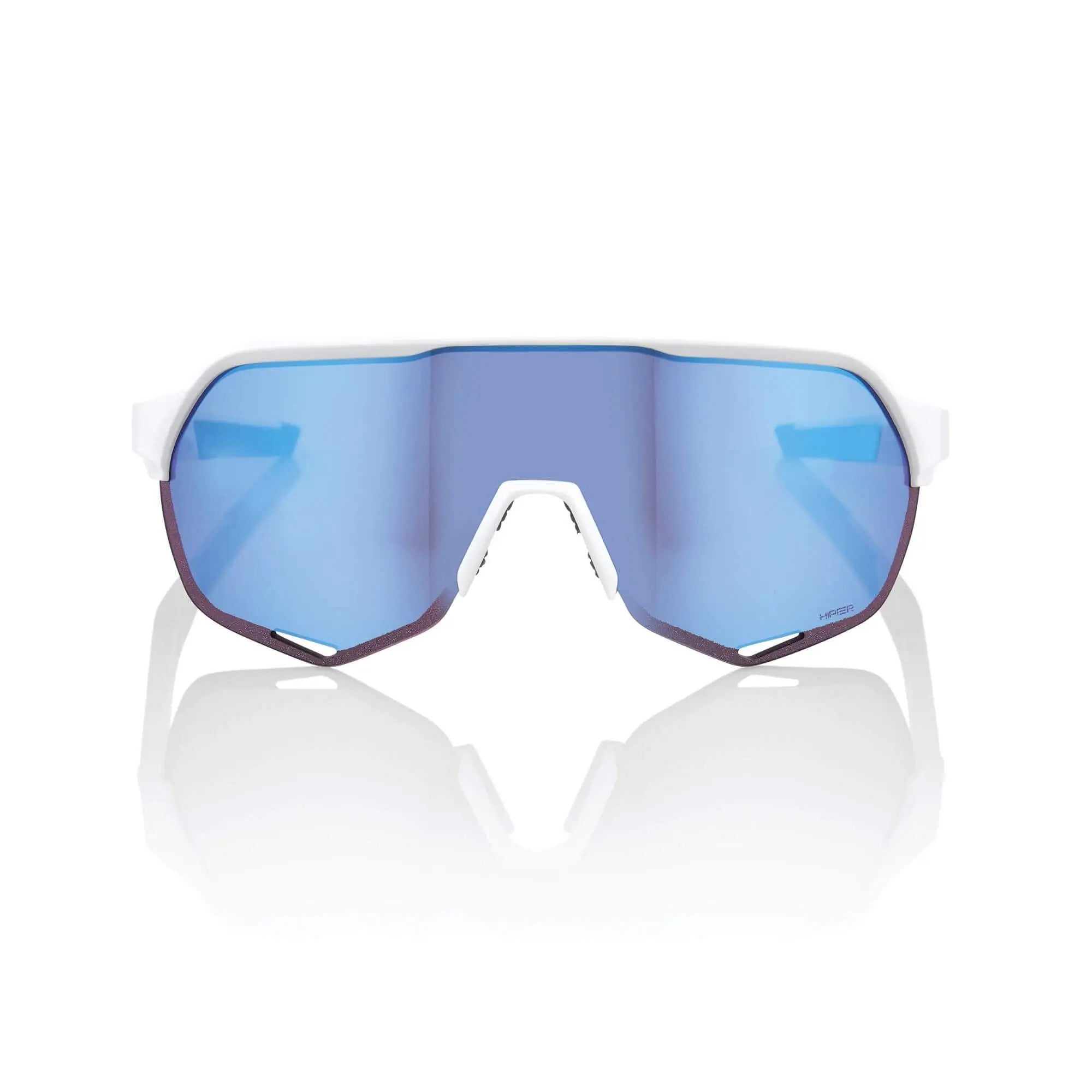 100% S2 Glasses Matt White / HiPER Blue Multilayer Mirror Lens - FREE UK Shipping, FREE 365 Day Returns | Moto Central