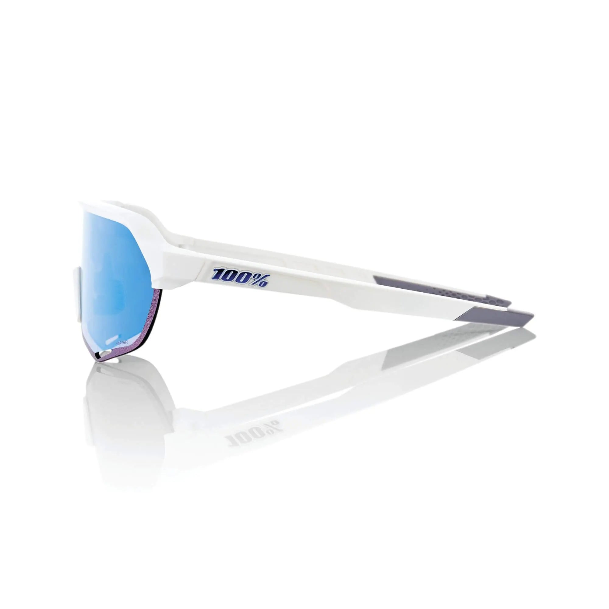 100% S2 Glasses Matt White / HiPER Blue Multilayer Mirror Lens - FREE UK Shipping, FREE 365 Day Returns | Moto Central