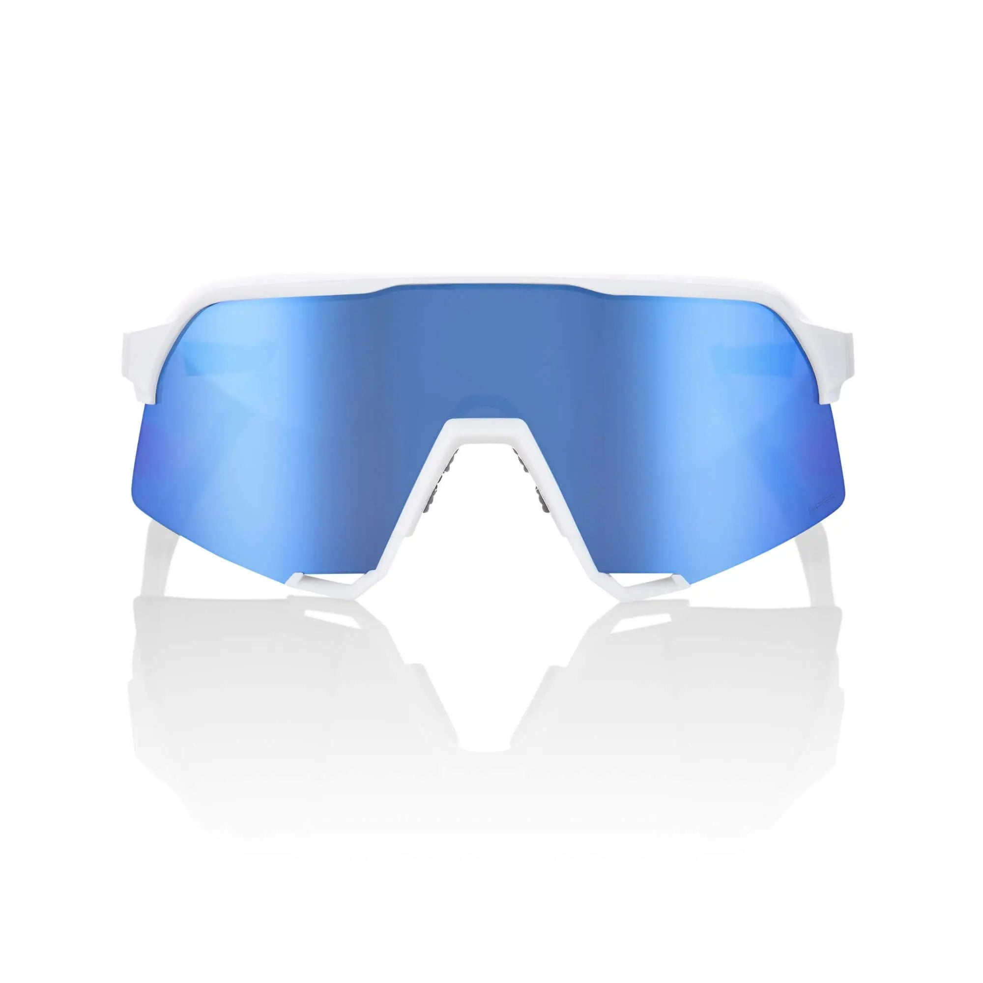 100% S3 Glasses Matt White / HiPER Blue Multilayer Mirror Lens - FREE UK Shipping, FREE 365 Day Returns | Moto Central