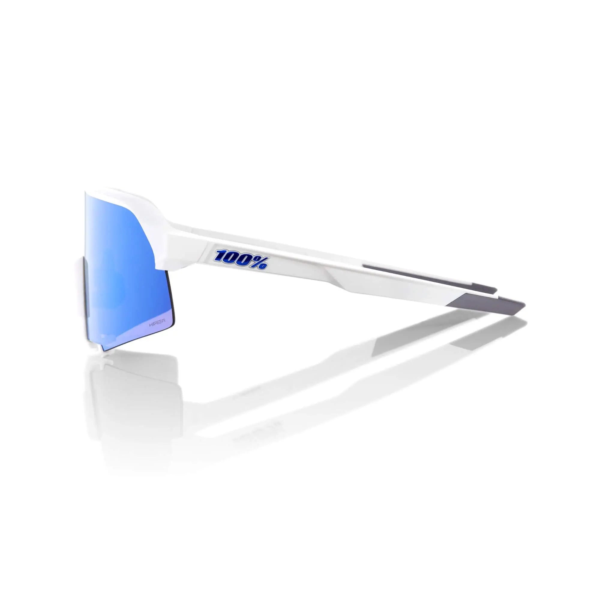 100% S3 Glasses Matt White / HiPER Blue Multilayer Mirror Lens - FREE UK Shipping, FREE 365 Day Returns | Moto Central