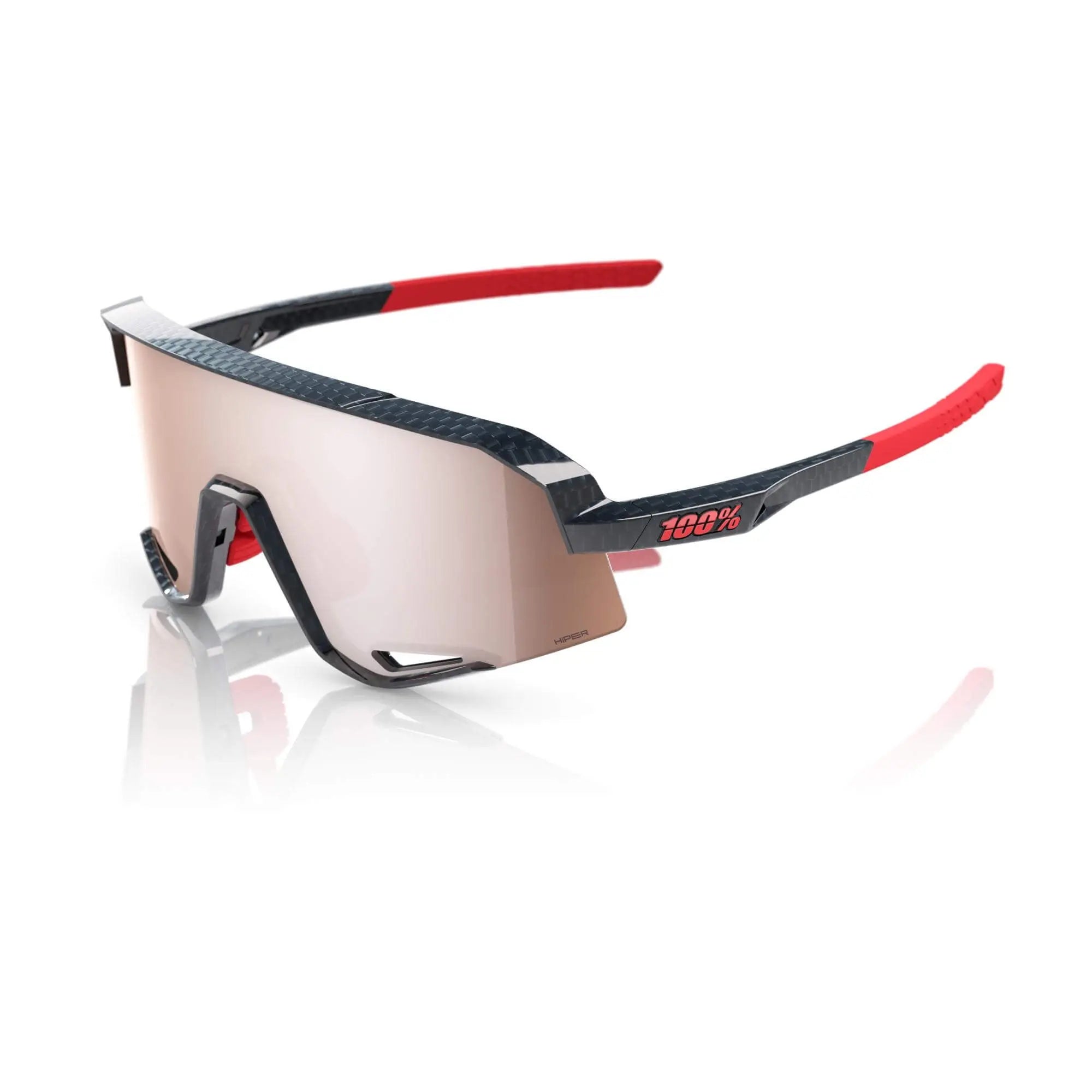 100% Slendale Glasses Gloss Carbon Fibre / HiPER Crimson Silver Lens - FREE UK Shipping, FREE 365 Day Returns | Moto Central