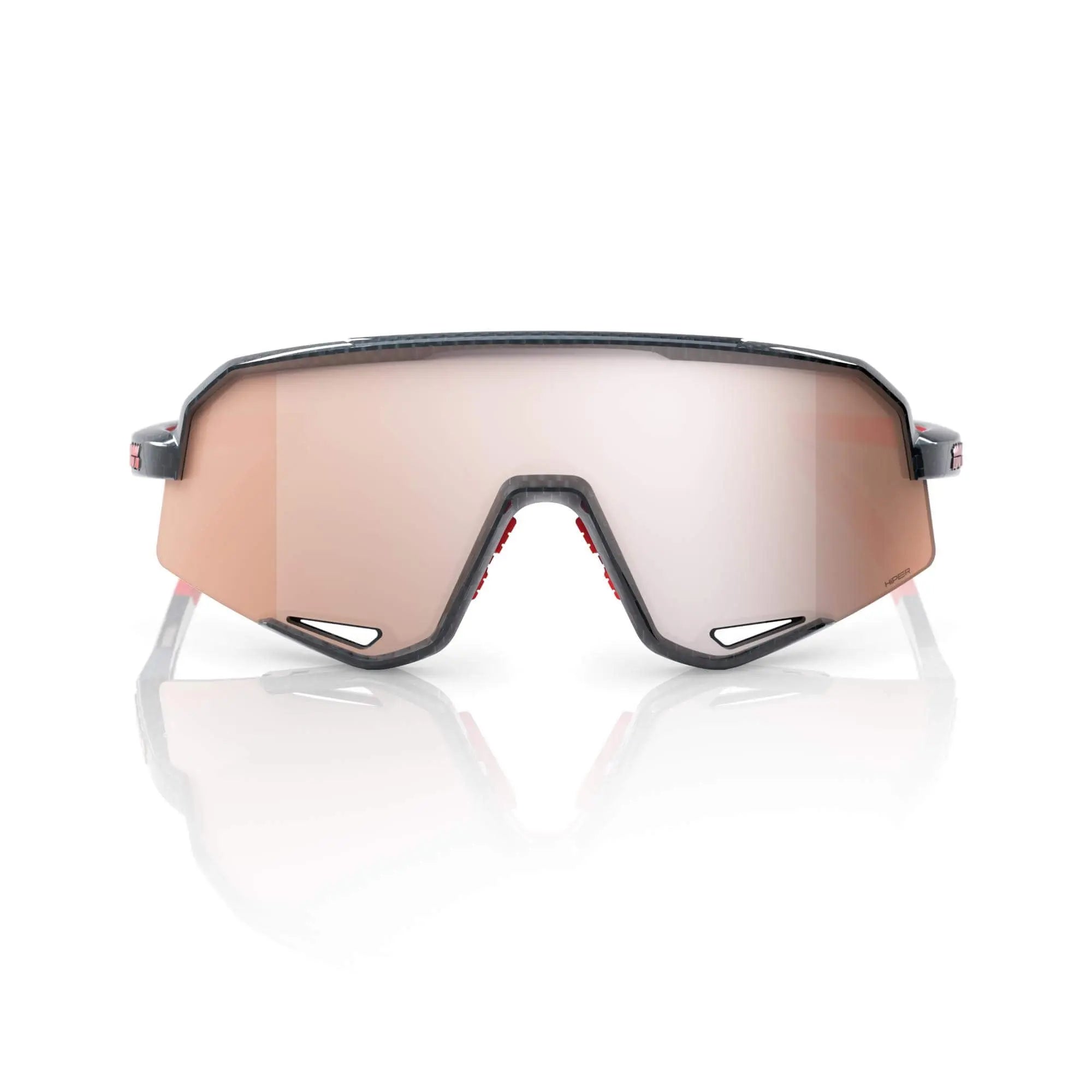 100% Slendale Glasses Gloss Carbon Fibre / HiPER Crimson Silver Lens - FREE UK Shipping, FREE 365 Day Returns | Moto Central