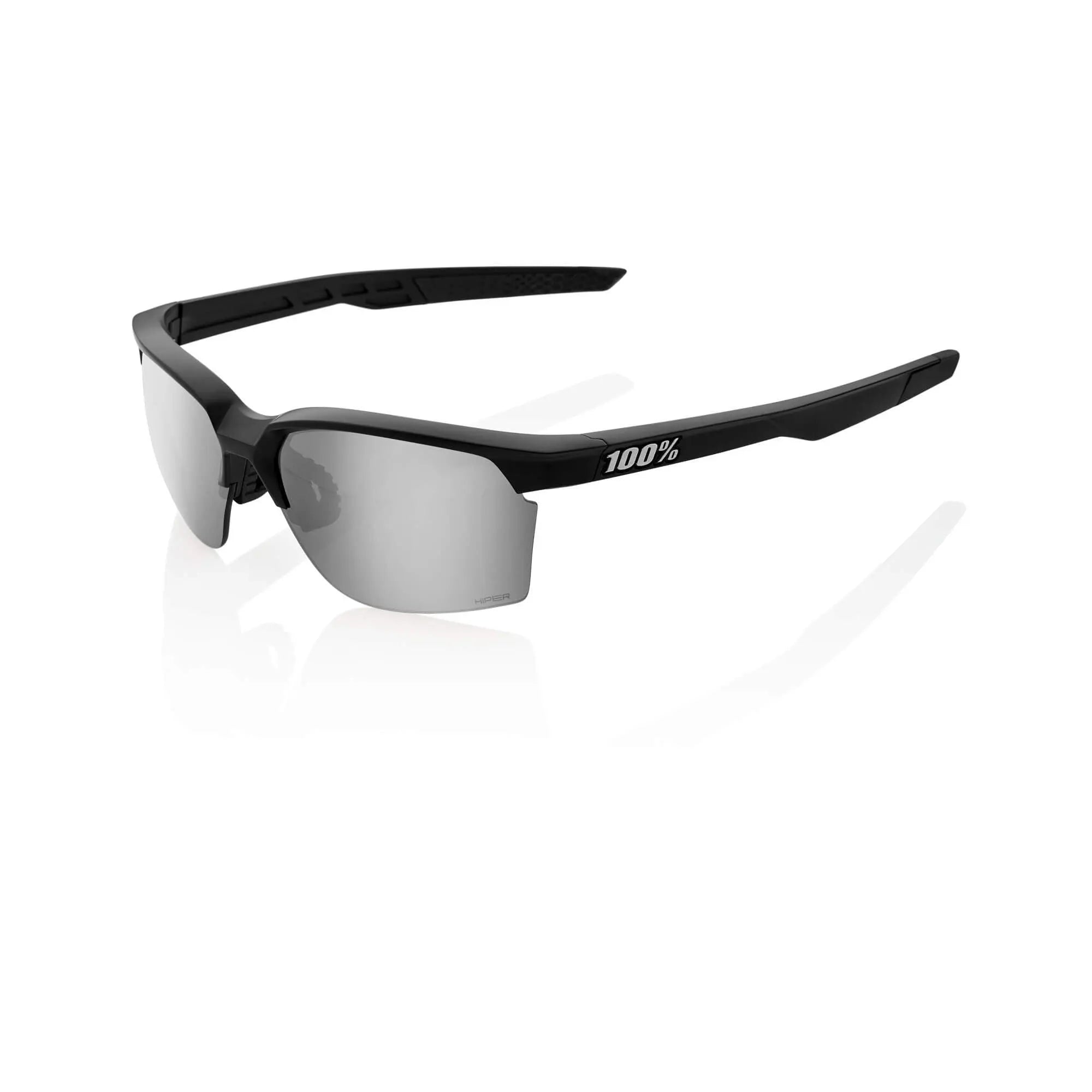 100% Sportcoupe Glasses Matt Black / HiPER Silver Mirror Lens - FREE UK Shipping, FREE 365 Day Returns | Moto Central