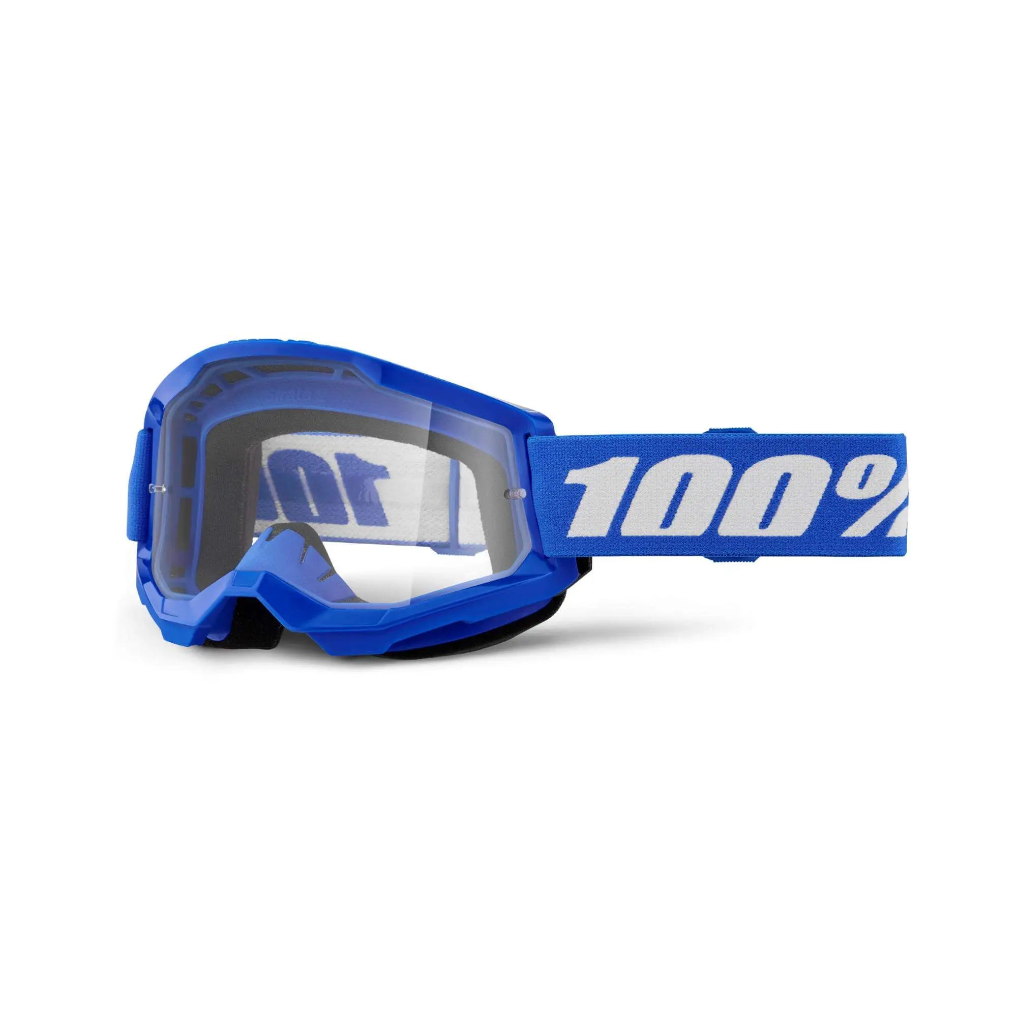 100% Strata 2 Goggles Blue / Clear Lens - FREE UK Shipping, FREE 365 Day Returns | Moto Central