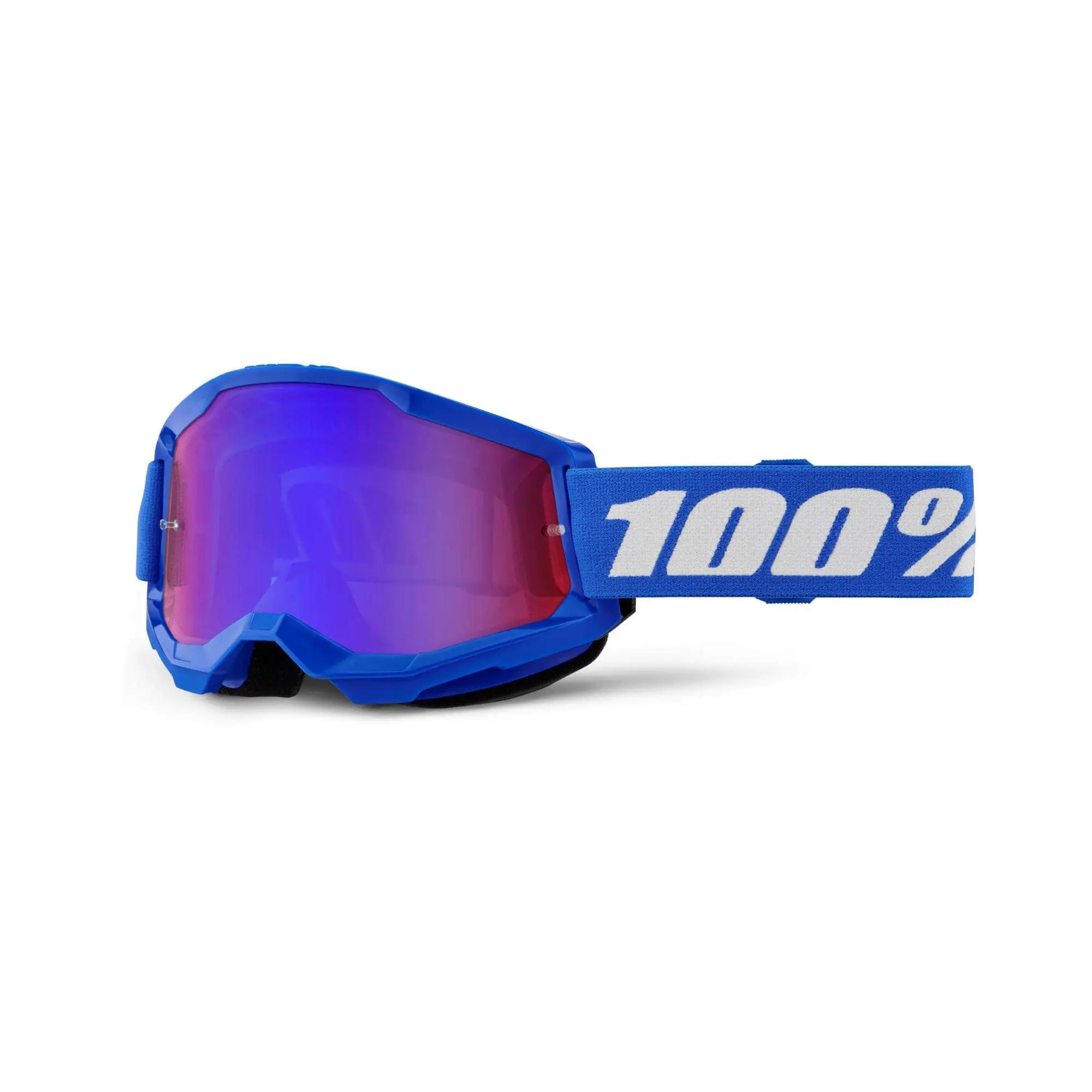 100% Strata 2 Goggles Blue / Mirror Red/Blue Lens - FREE UK Shipping, FREE 365 Day Returns | Moto Central