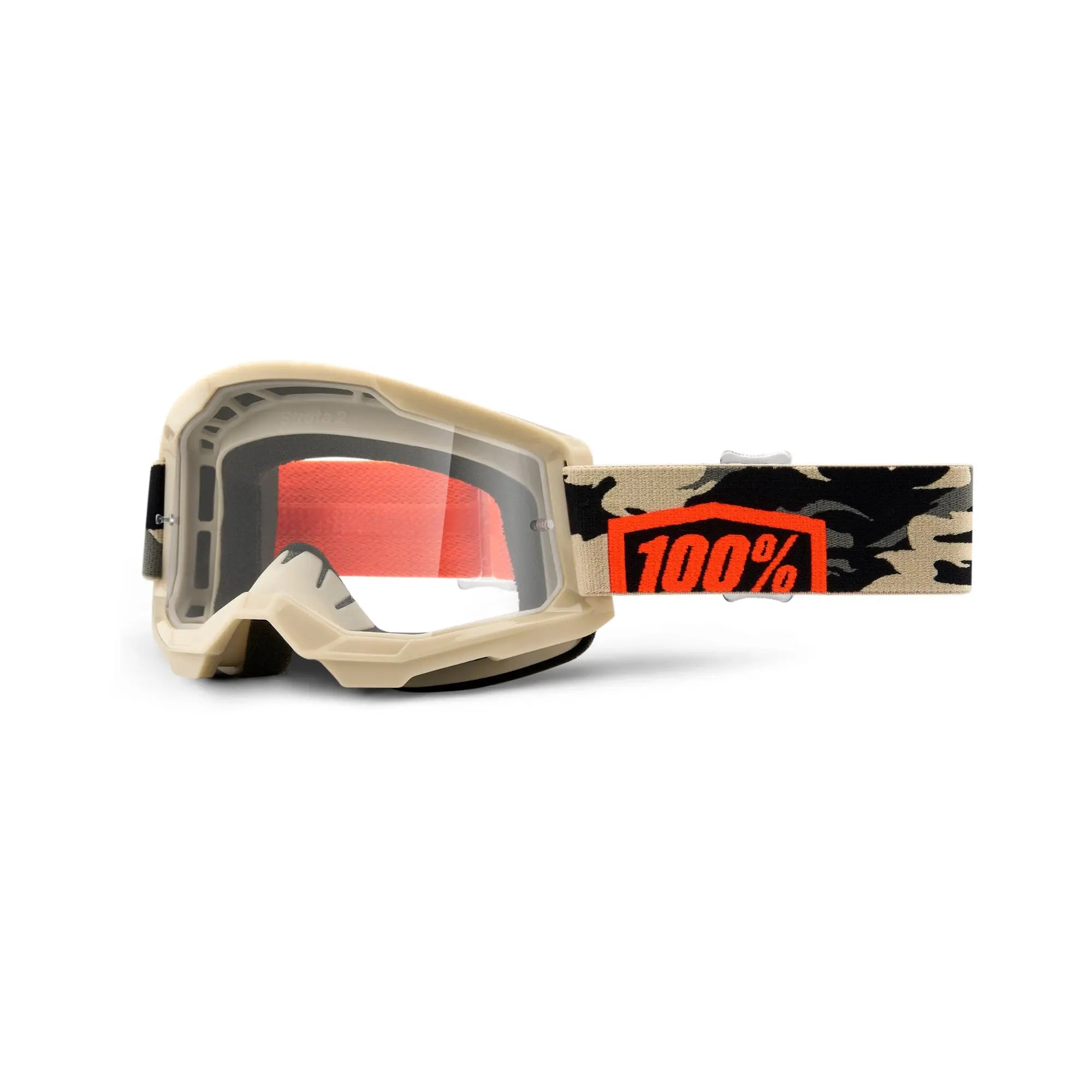 100% Strata 2 Goggles Kombat / Clear Lens - FREE UK Shipping, FREE 365 Day Returns | Moto Central