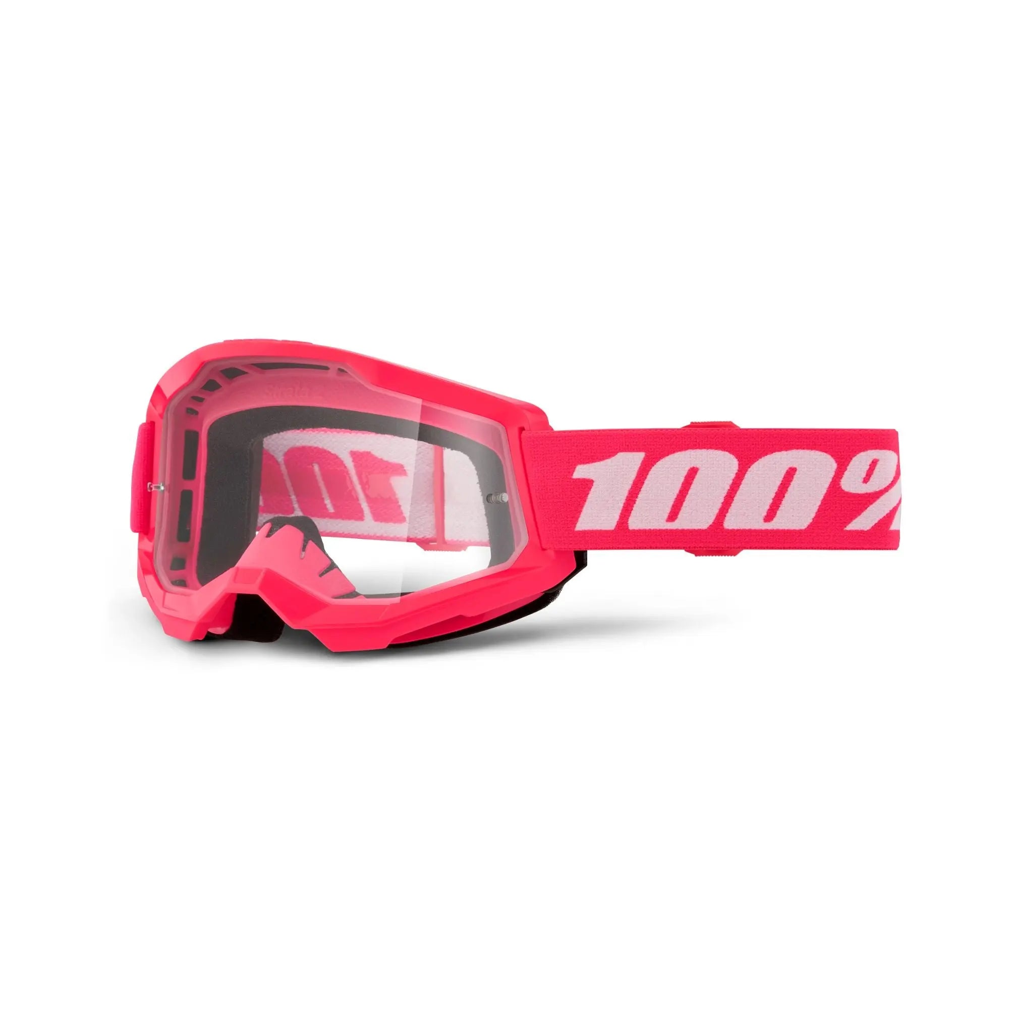 100% Strata 2 Goggles Pink / Clear Lens - FREE UK Shipping, FREE 365 Day Returns | Moto Central