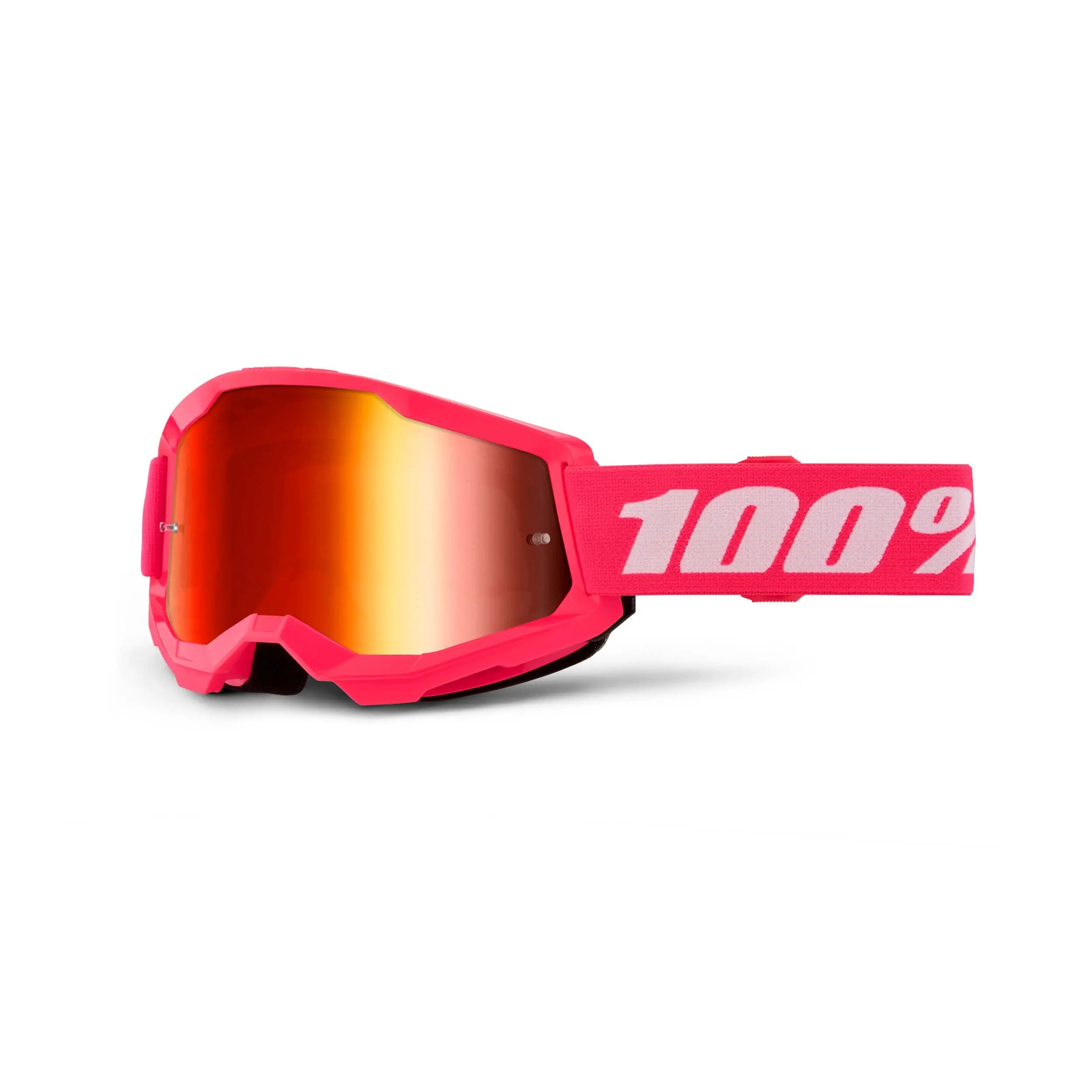 100% Strata 2 Goggles Pink / Red Mirror Lens - FREE UK Shipping, FREE 365 Day Returns | Moto Central