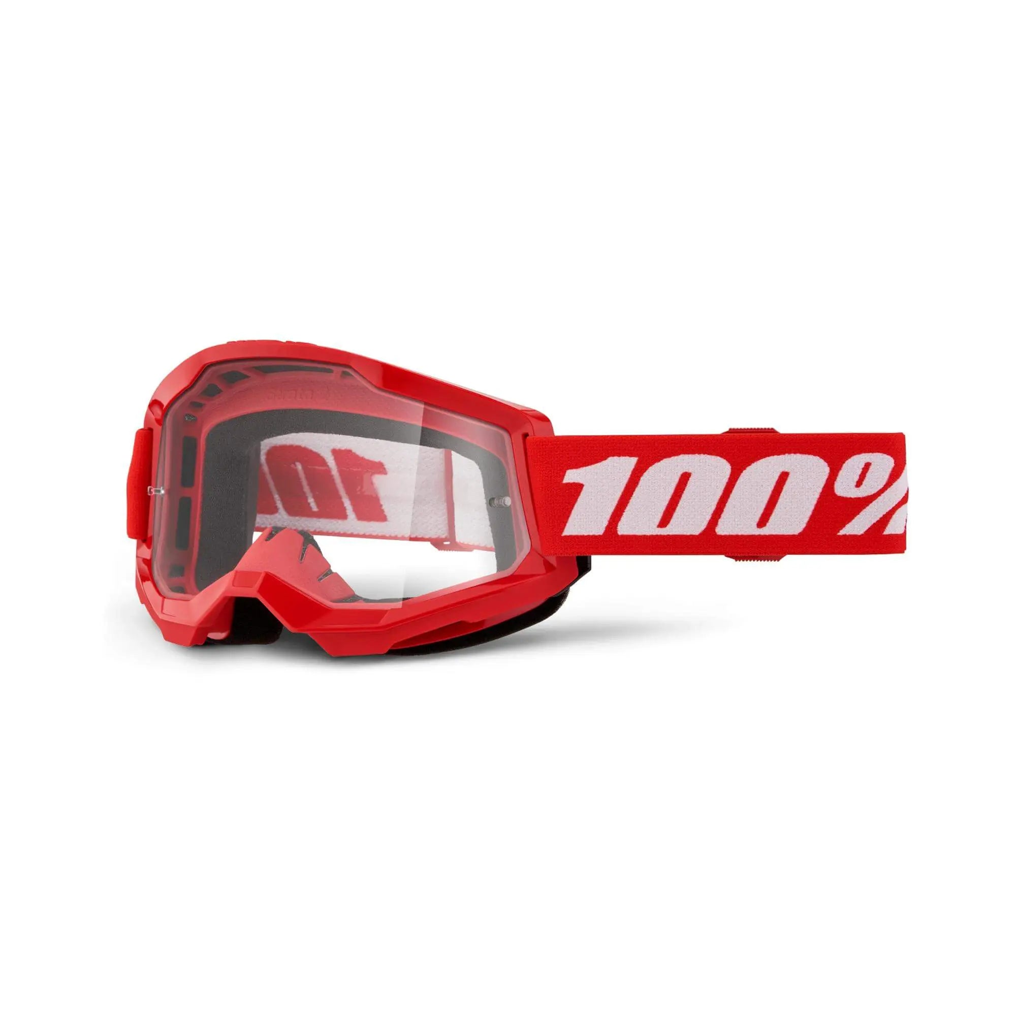 100% Strata 2 Goggles Red / Clear Lens - FREE UK Shipping, FREE 365 Day Returns | Moto Central