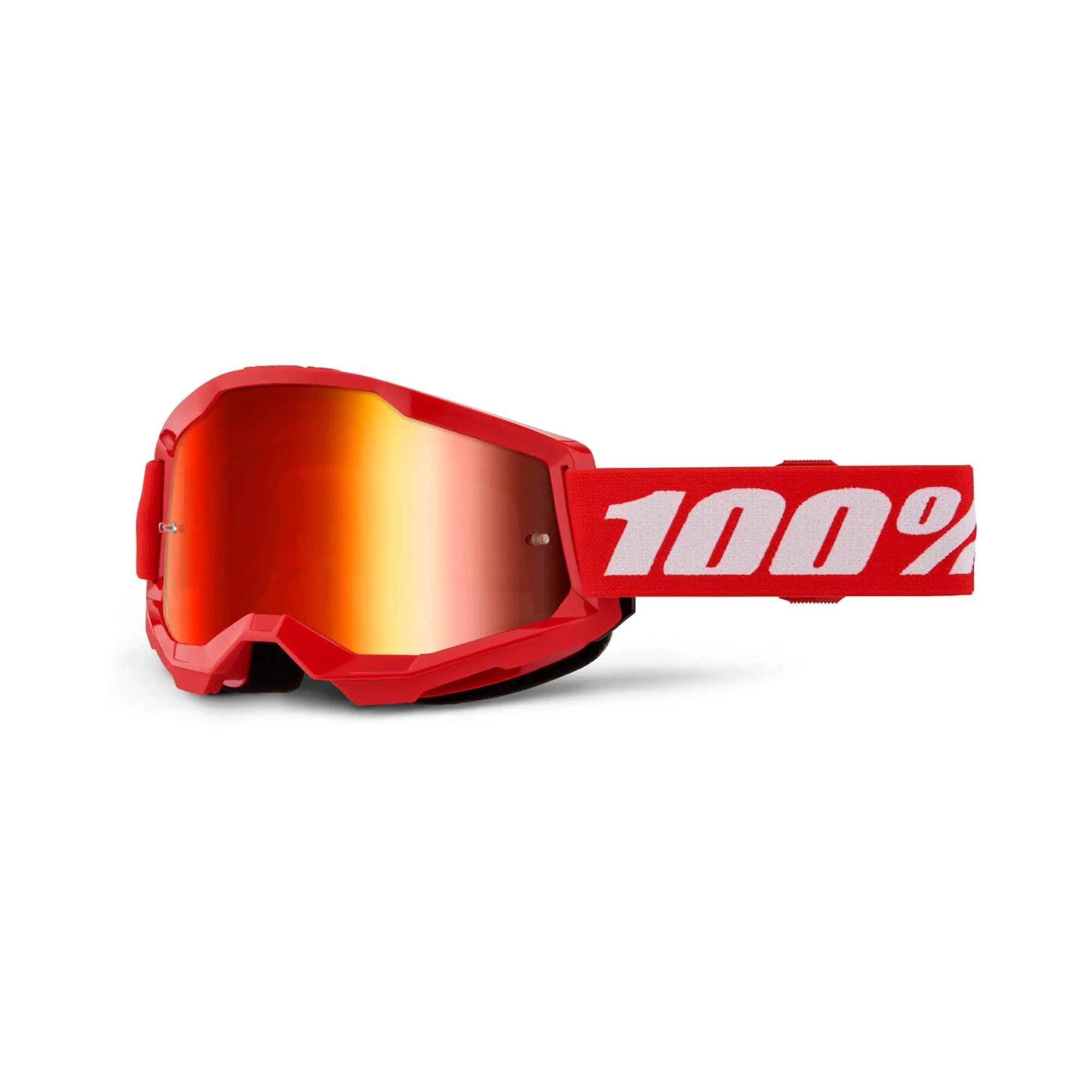 100% Strata 2 Goggles Red / Mirror Red Lens - FREE UK Shipping, FREE 365 Day Returns | Moto Central