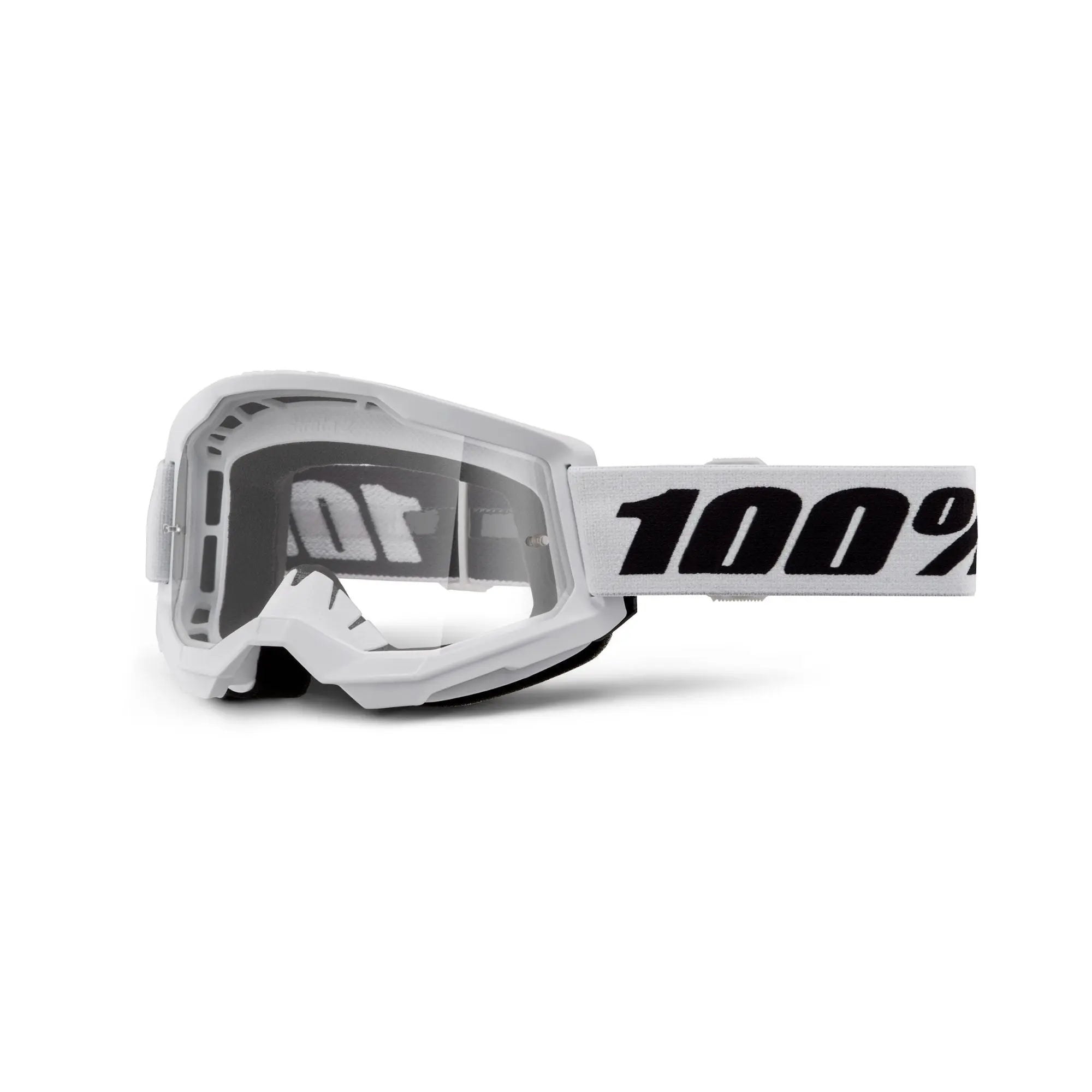 100% Strata 2 Goggles White / Clear Lens - FREE UK Shipping, FREE 365 Day Returns | Moto Central