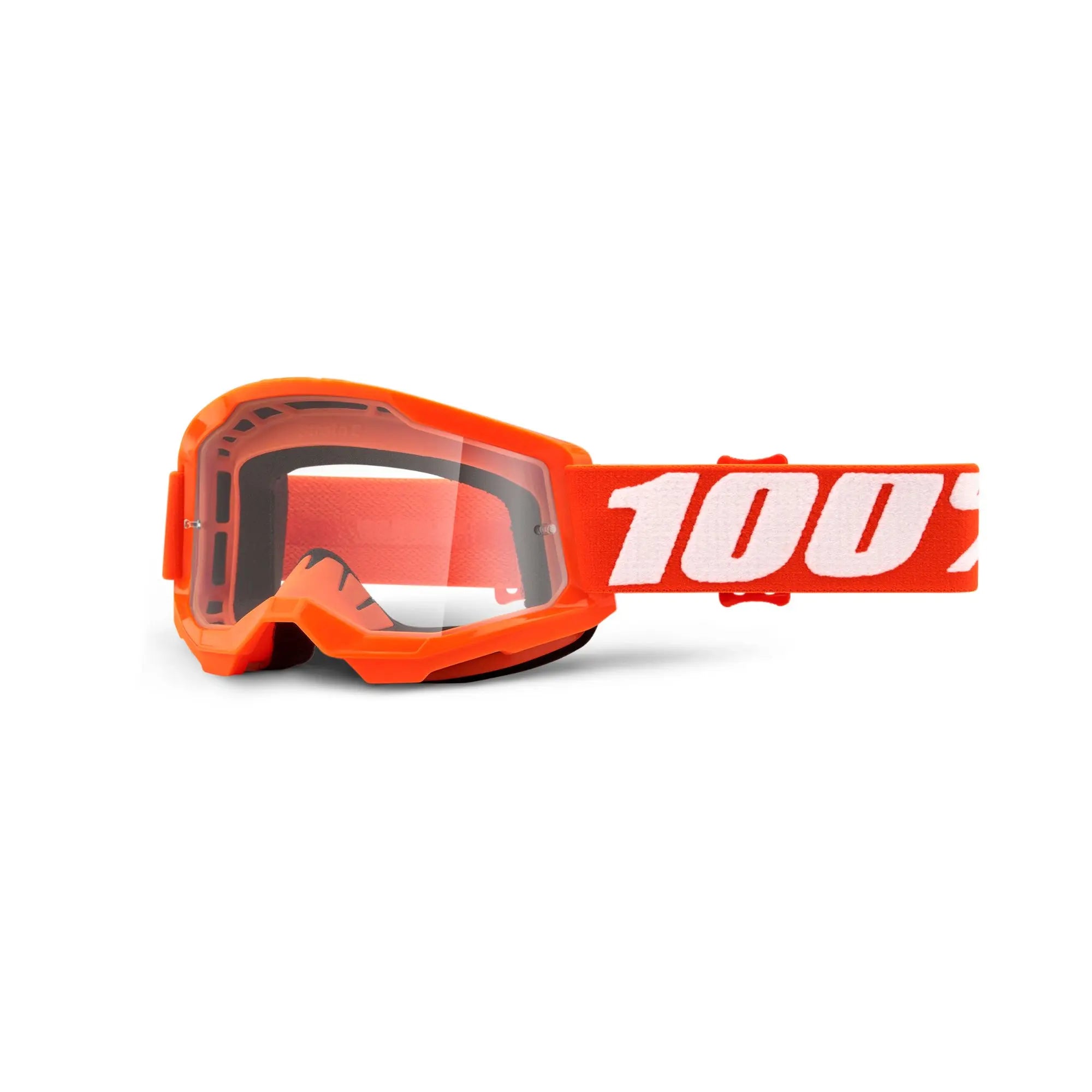 100% Strata 2 Youth Goggles Orange / Clear Lens - FREE UK Shipping, FREE 365 Day Returns | Moto Central