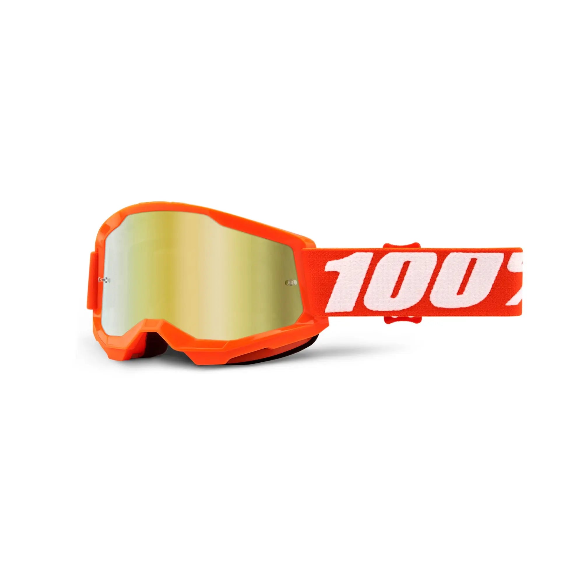 100% Strata 2 Youth Goggles Orange / Gold Mirror Lens - FREE UK Shipping, FREE 365 Day Returns | Moto Central