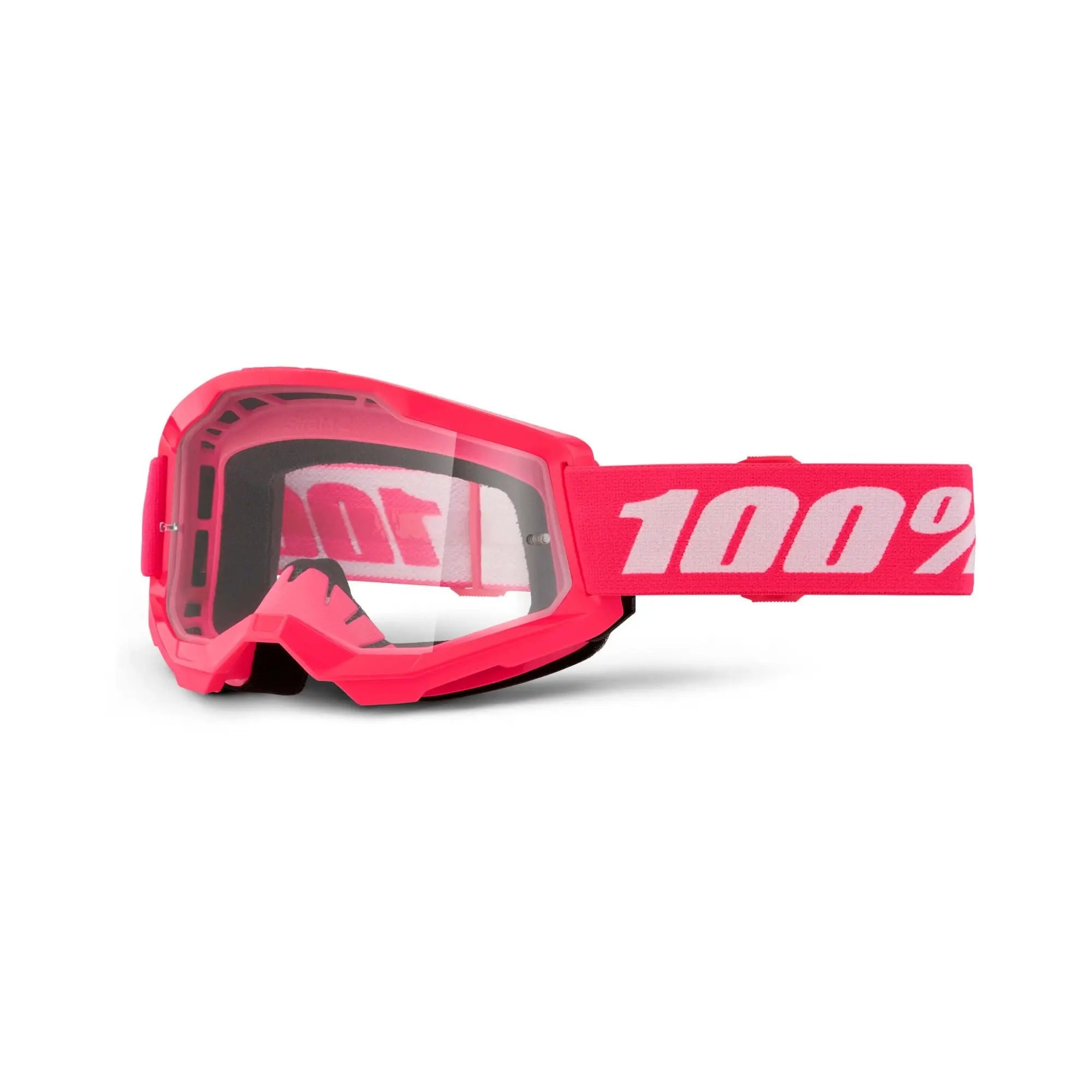 100% Strata 2 Youth Goggles Pink / Clear Lens - FREE UK Shipping, FREE 365 Day Returns | Moto Central