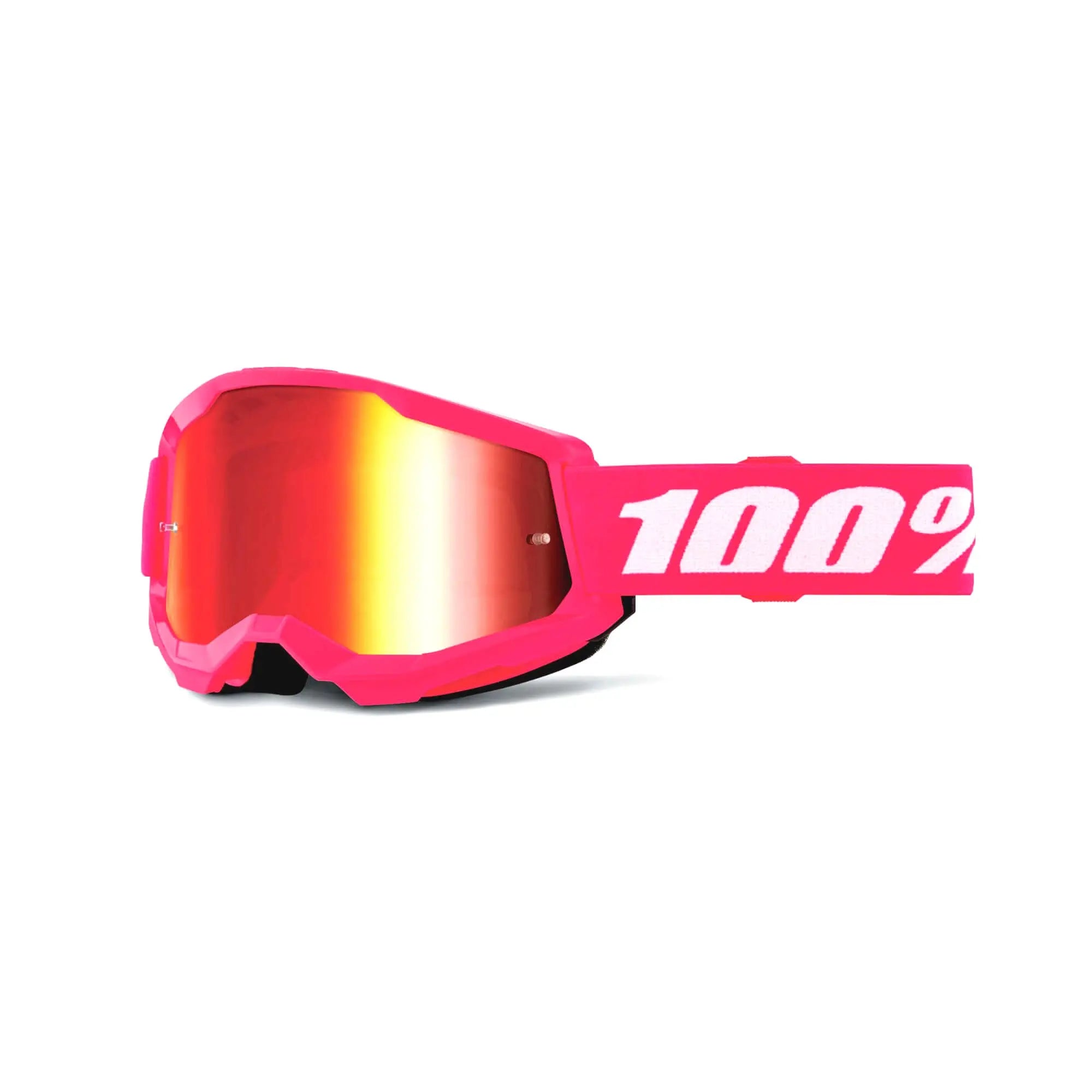 100% Strata 2 Youth Goggles Pink / Red Mirror Lens - FREE UK Shipping, FREE 365 Day Returns | Moto Central