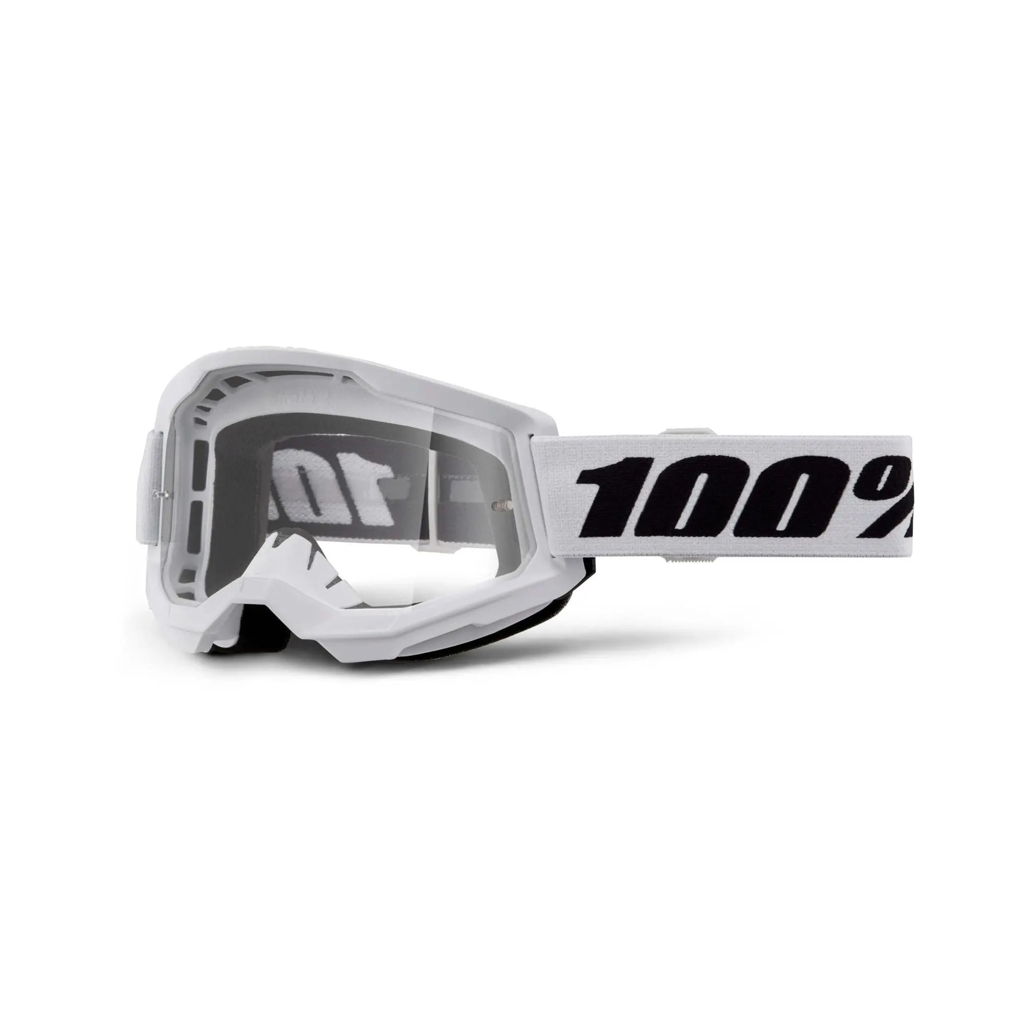 100% Strata 2 Youth Goggles White / Clear Lens - FREE UK Shipping, FREE 365 Day Returns | Moto Central