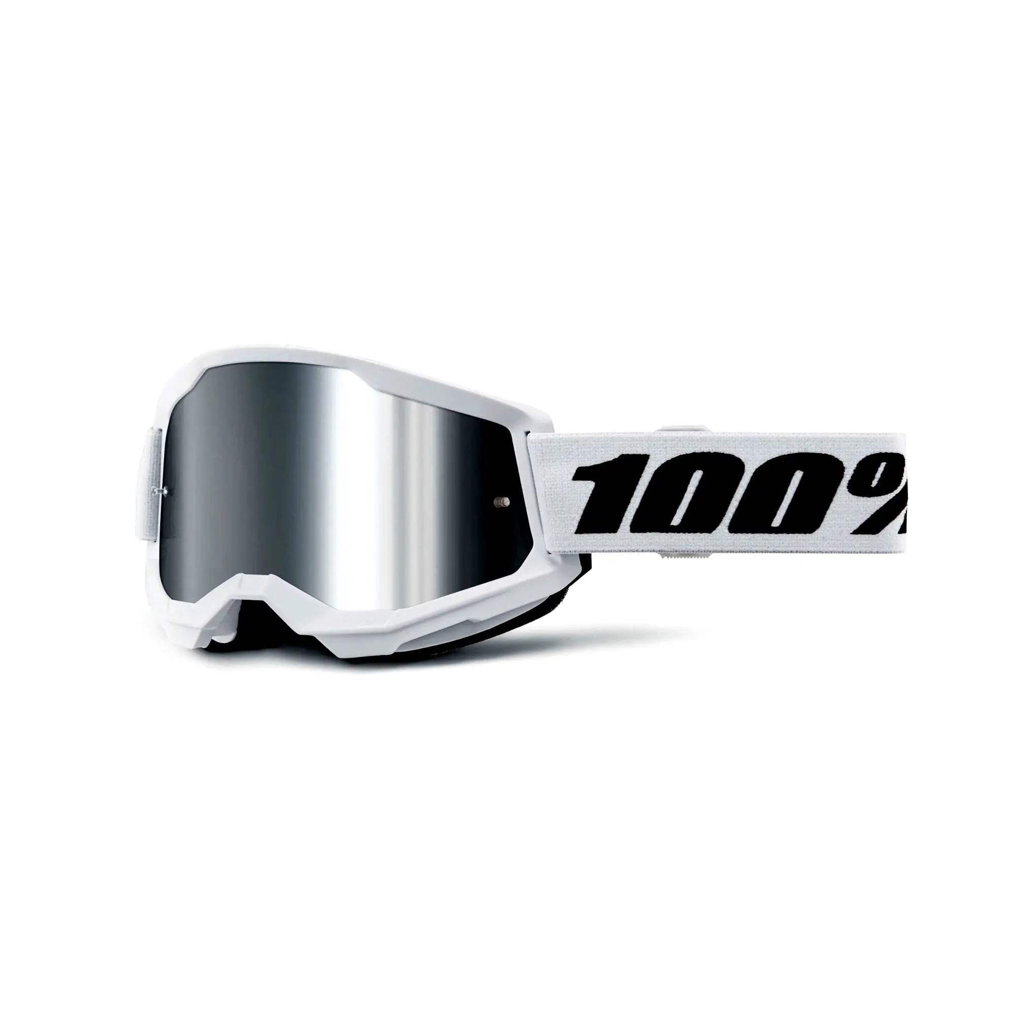 100% Strata 2 Youth Goggles White / Silver Mirror Lens - FREE UK Shipping, FREE 365 Day Returns | Moto Central