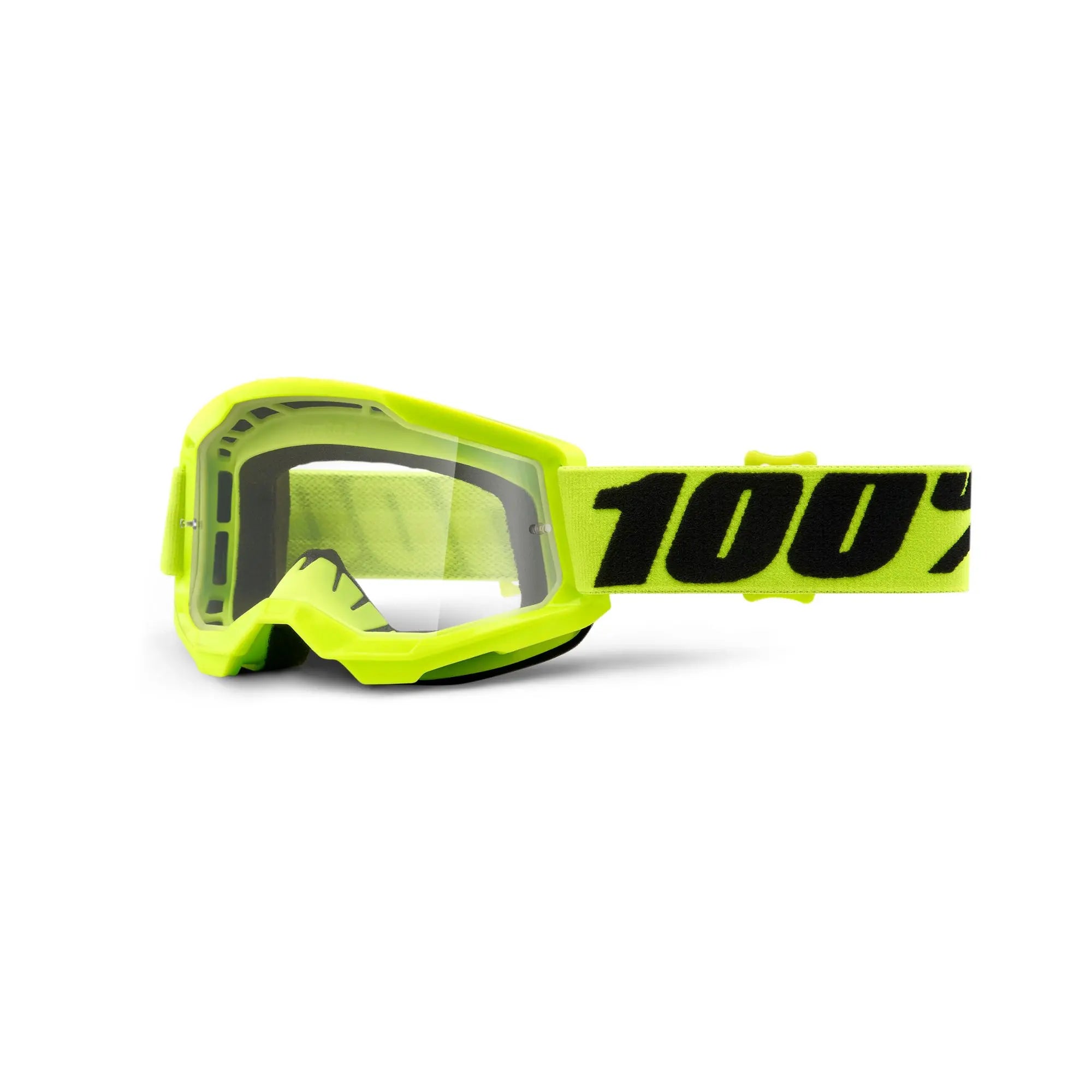 100% Strata 2 Youth Goggles Yellow / Clear Lens - FREE UK Shipping, FREE 365 Day Returns | Moto Central